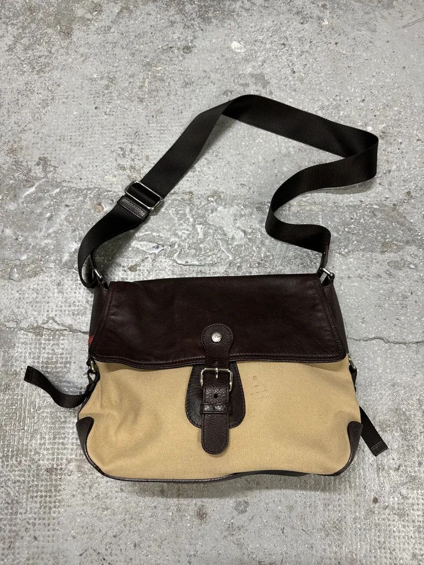 Archival Clothing x Prada 2000S Prada Beige & Brown Leather Linea Rossa Shoulder Bag, Men's