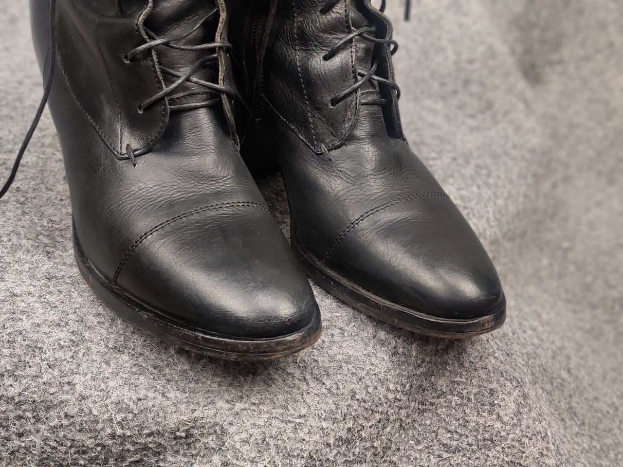 MoMA Moma Design Lace up zip Black leather Ankle heeled Boots Size US 10 / IT 40 - 16 Thumbnail