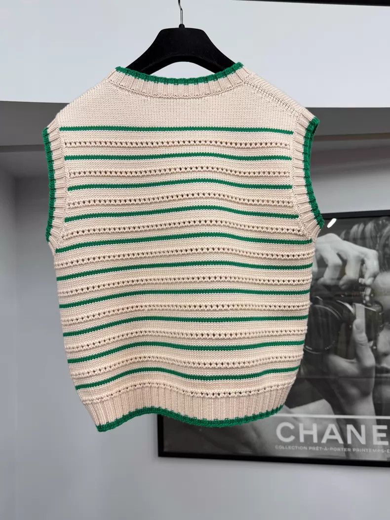 Gucci Gucci White and green striped vest Size M / US 6-8 / IT 42-44 - 3 Thumbnail