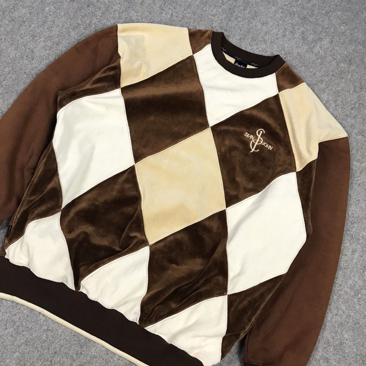Japanese Brand × Sean John SEAN JHON PATCHWORK VELVET SUN FADED SWEATSHIRT Size US XL / EU 56 / 4 - 4 Thumbnail