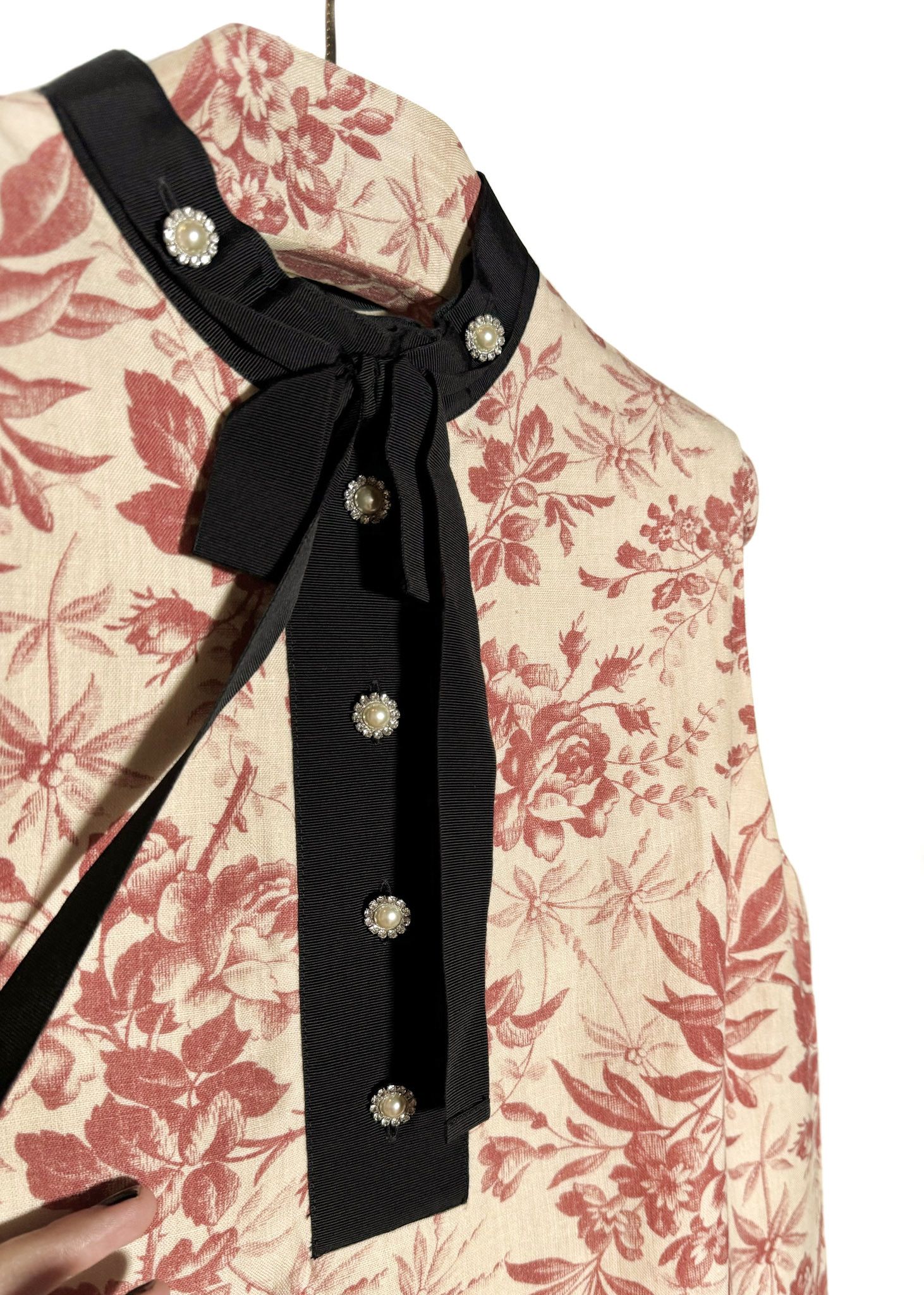 Gucci Gucci 2015 Floral Print Ivory Linen Sleeveless Dress Size M / US 6-8 / IT 42-44 - 4 Thumbnail