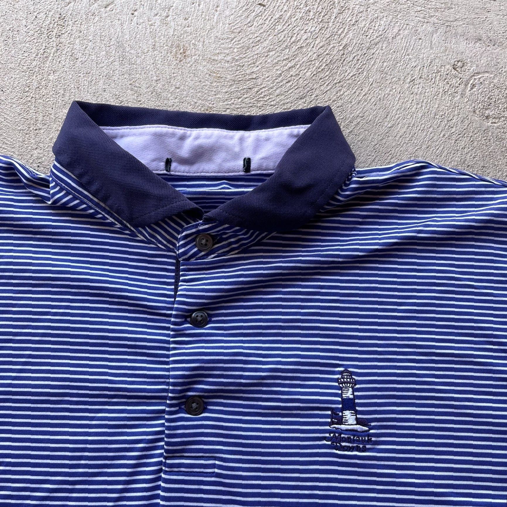 Vintage Greyson Polo Shirt 2XL Mens Blue Striped Short Sleeve Casual Golf Wolf Classic Sports Size US XXL / EU 58 / 5 - 3 Thumbnail