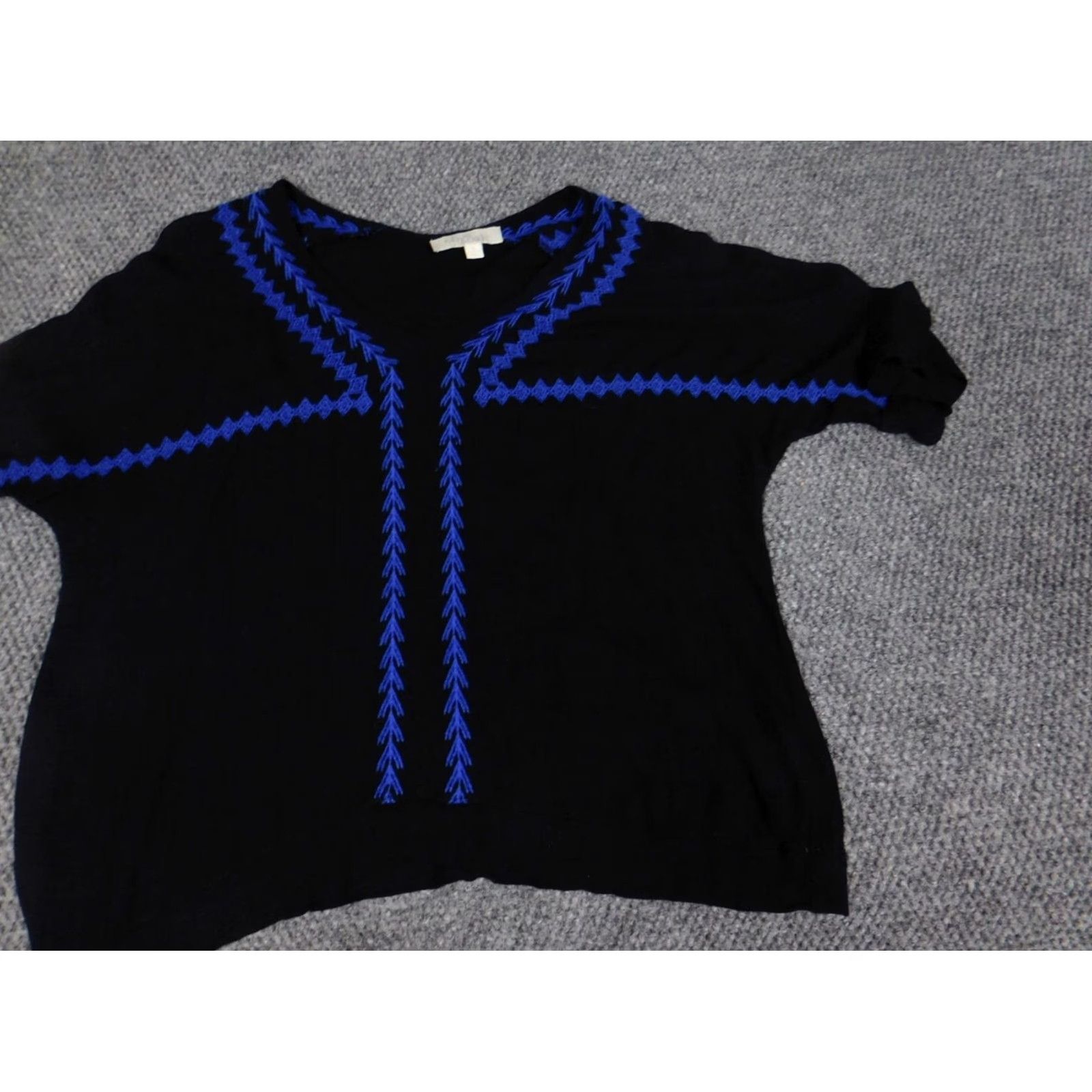 Olive Olive + Oak Blouse Womens S Blue Crew Neck Short Sleeve Pullover Stretch Rayon Solid Casual Regular Size S / US 4 / IT 40 - 4 Thumbnail