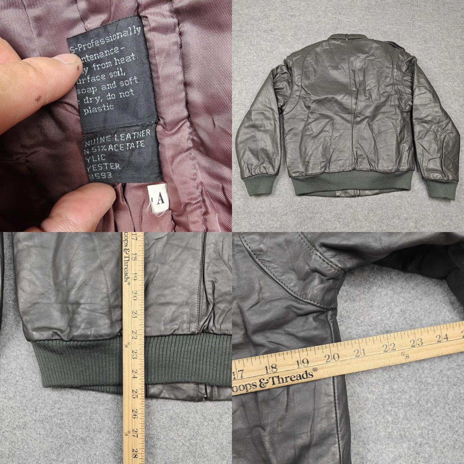 Members Only VINTAGE Members Only Jacket Mens 38 Gray Leather Bomber Full Zip Pockets 80s Size US XXS / EU 40 - 8 Thumbnail