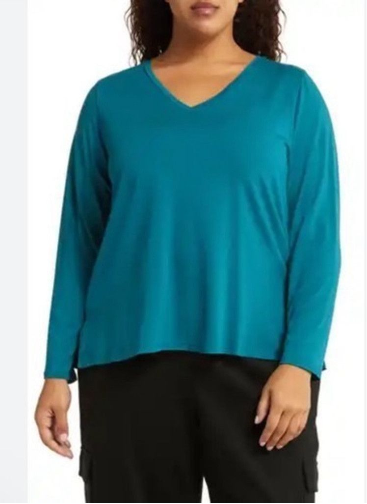 Eileen Fisher NWOT Eileen Fisher V-Neck Boxy Sweater Women Plus Size 1X Size ONE SIZE - 8 Thumbnail