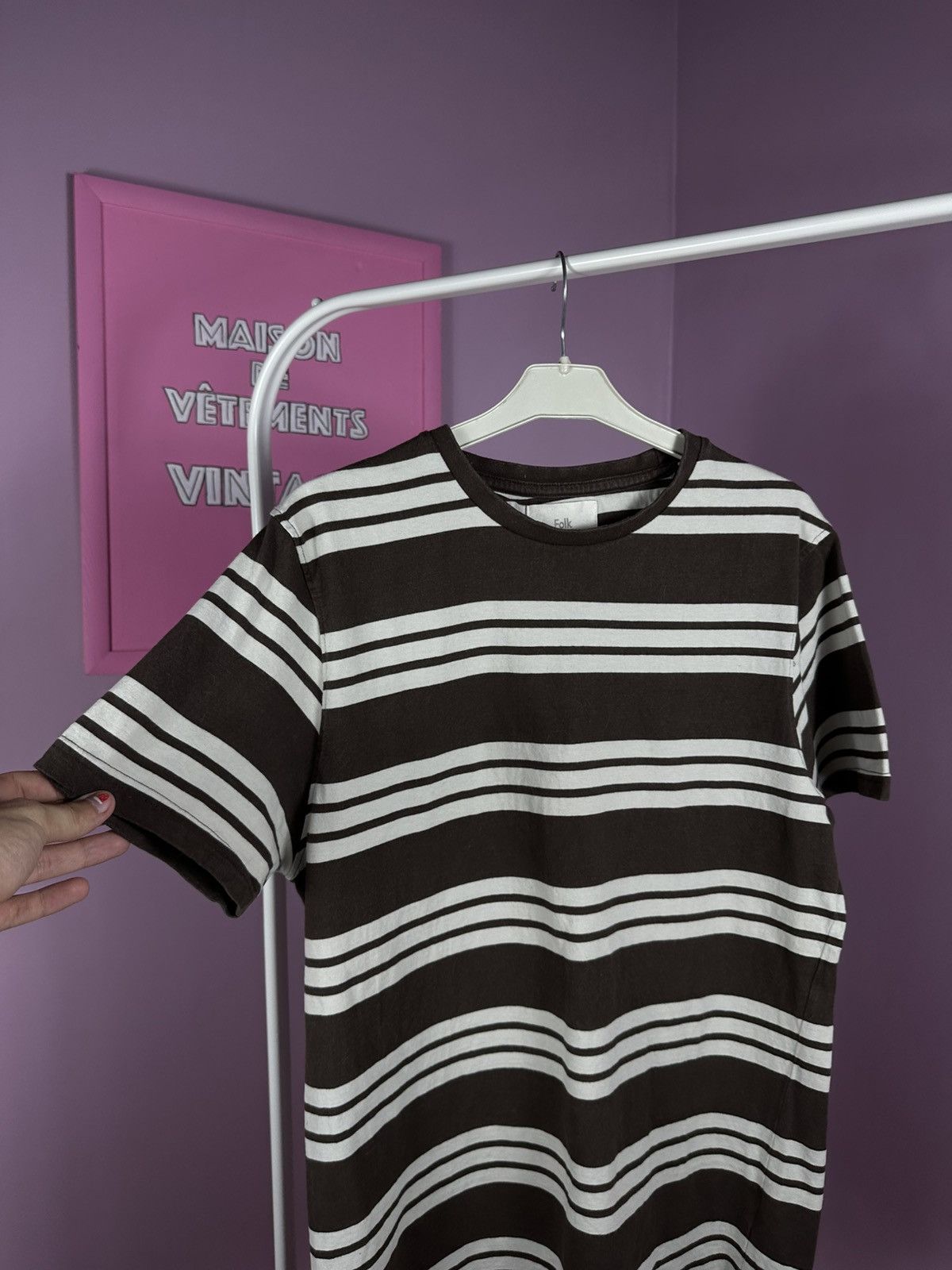 Folk Folk Stripped T Shirt Classic Tee Brown Cotton Short Sleeve Size US M / EU 48-50 / 2 - 11 Thumbnail