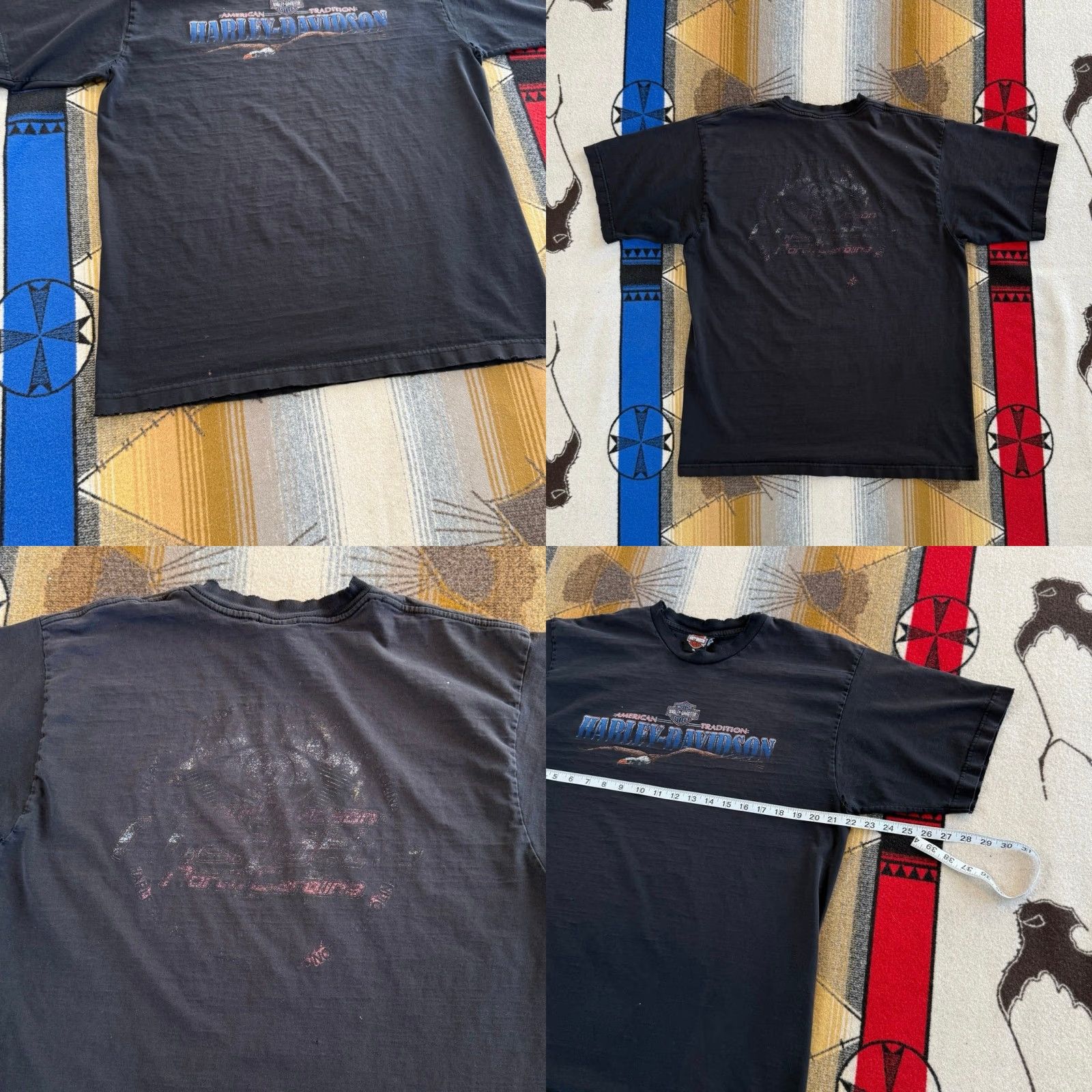 Harley Davidson VINTAGE Harley Davidson Biker T-Shirt XL Men Short Sleeve Black Distressed 1990s Motorcycle 90s Spring Fall Summer Made USA Size US XL / EU 56 / 4 - 8 Thumbnail