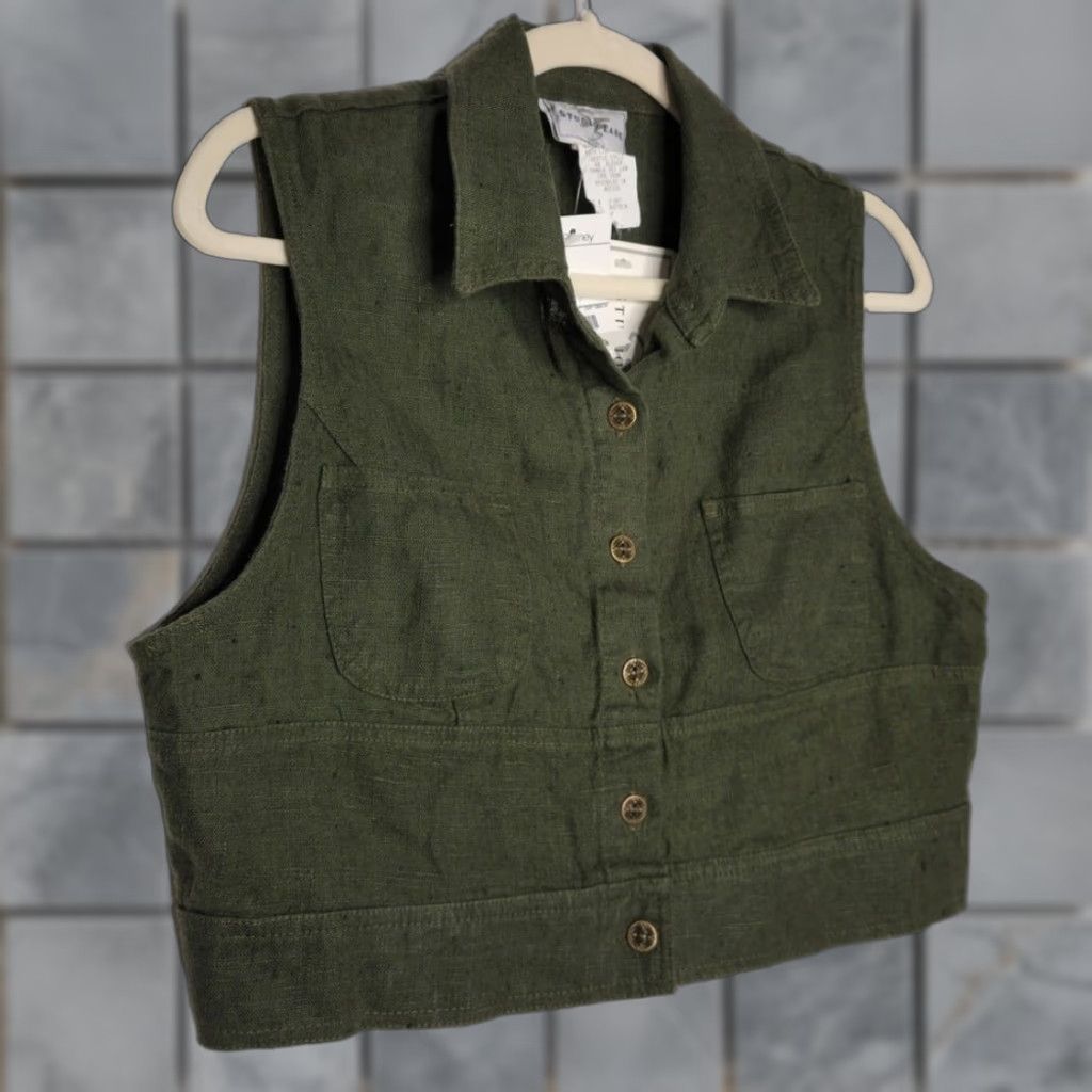 Vintage VINTAGE Studio Ease Shirt Womens 8 Green NWT Crop Button Tank Renaissance Fairy Whimsy Size M / US 6-8 / IT 42-44 - 1 Thumbnail