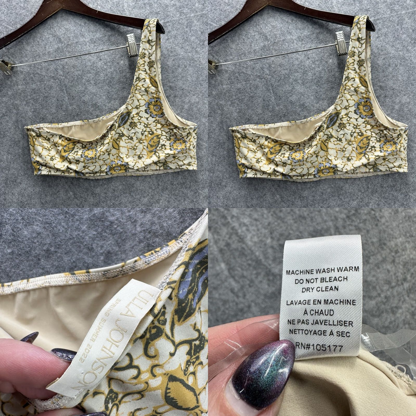 Ulla Johnson Ulla Johnson Zahara Bikini Top Womens L Yellow Citrus Print One Sleeve Boho Beach 90s Ladies (Bikini) Size L / US 10 / IT 46 - 8 Thumbnail