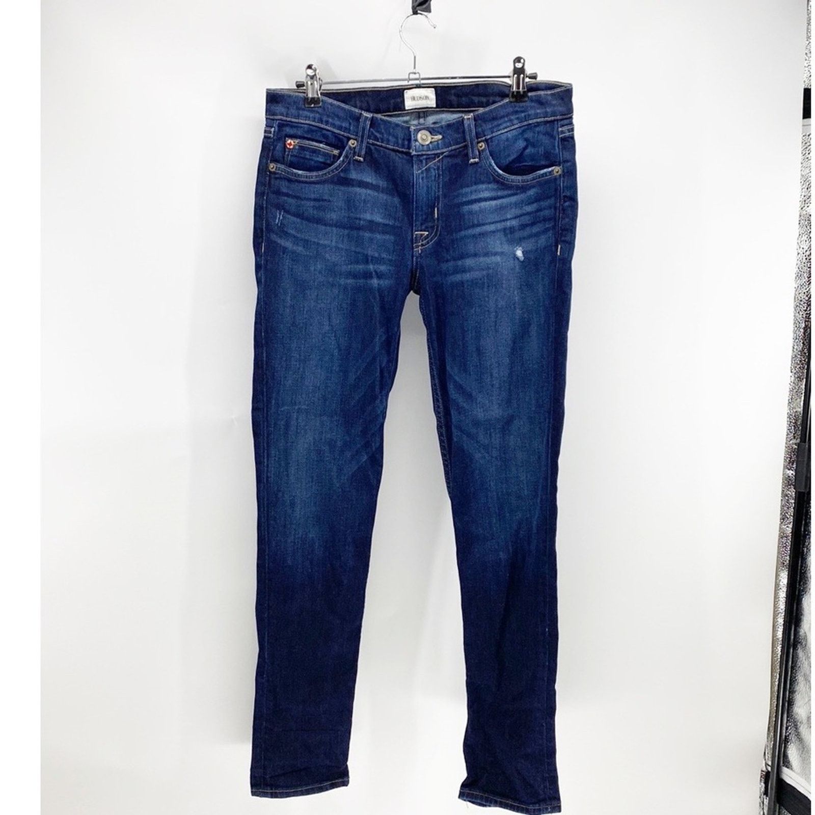 Hudson Hudson crop muse skinny with 5” cuff dark wash low rise Size 29" - 1 Thumbnail
