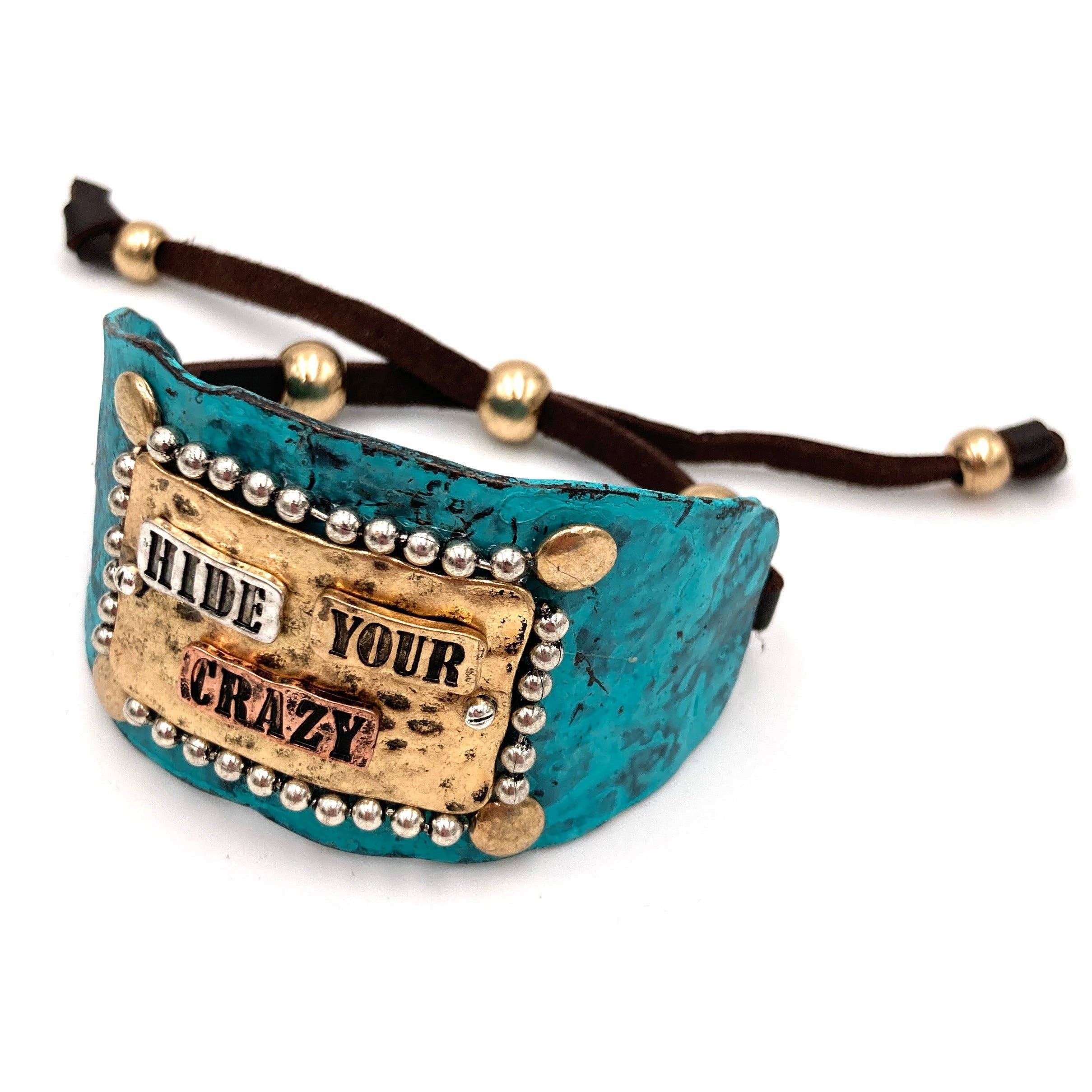 Other Hide Your Crazy Patina Western Bracelet Cuff with Adjustable Size ONE SIZE - 7 Thumbnail