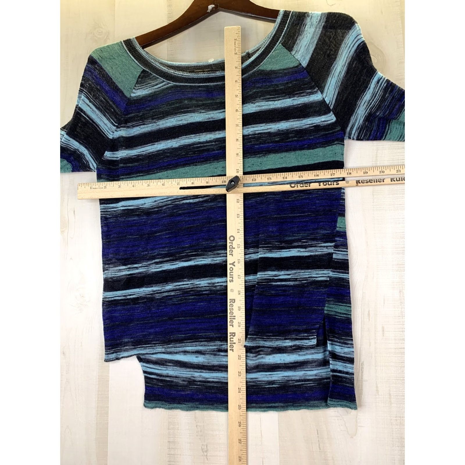Bcbgmaxazria BCBGMAXAZRIA Drielle Striped Sheer Knit Long Sleeve Scoop Neck Top Womens Blouse, Multicolor, S, Knit, Pullover, Casual, Travel, Basic, Sheer, 11210 Size S / US 4 / IT 40 - 4 Thumbnail