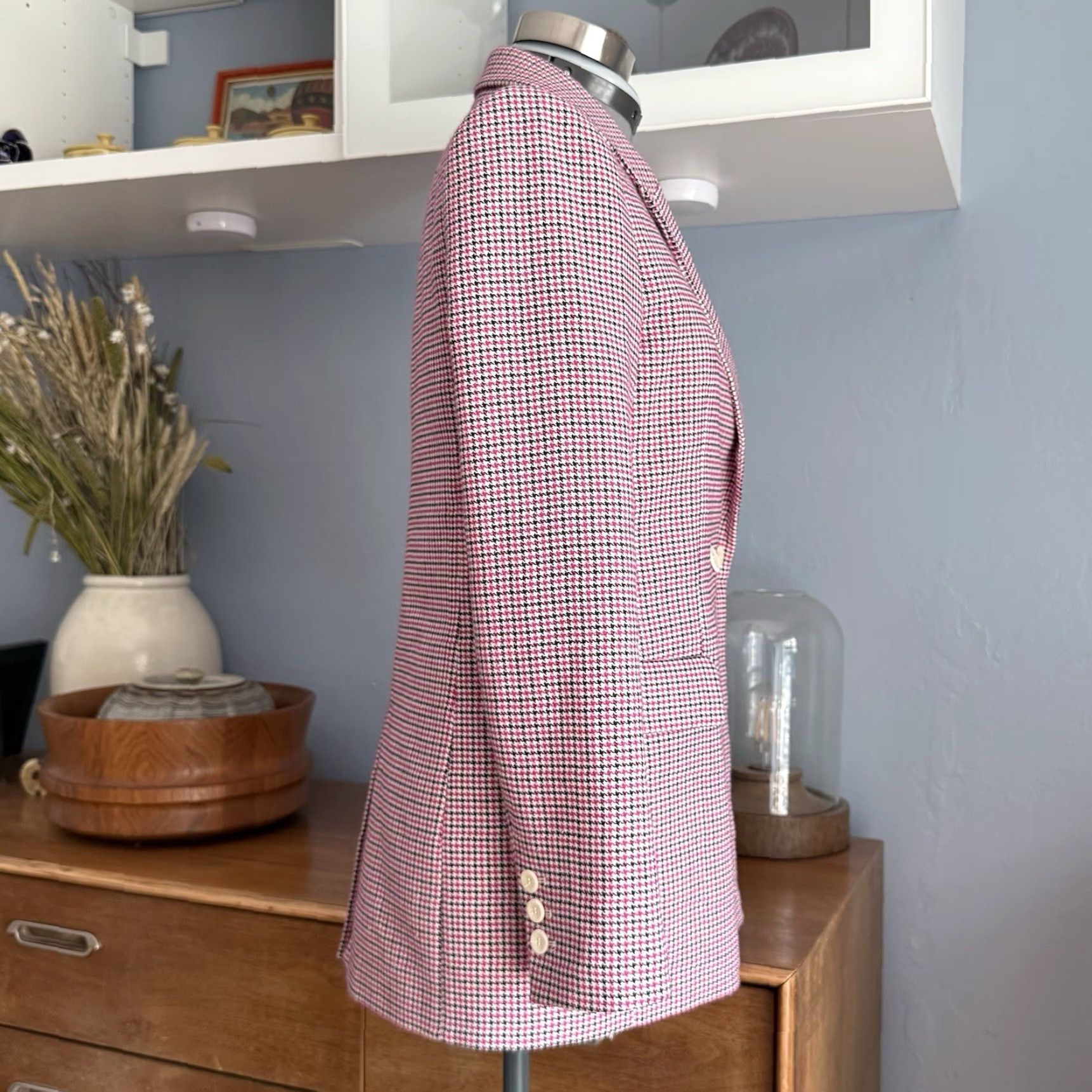 Maje Maje Vic Double Breasted Houndstooth Jacquard Blazer Women's Blazer Size 6 Multicolor Wool Blend Buttoned Cuffs 2 Side Pockets Size M / US 6-8 / IT 42-44 - 5 Thumbnail