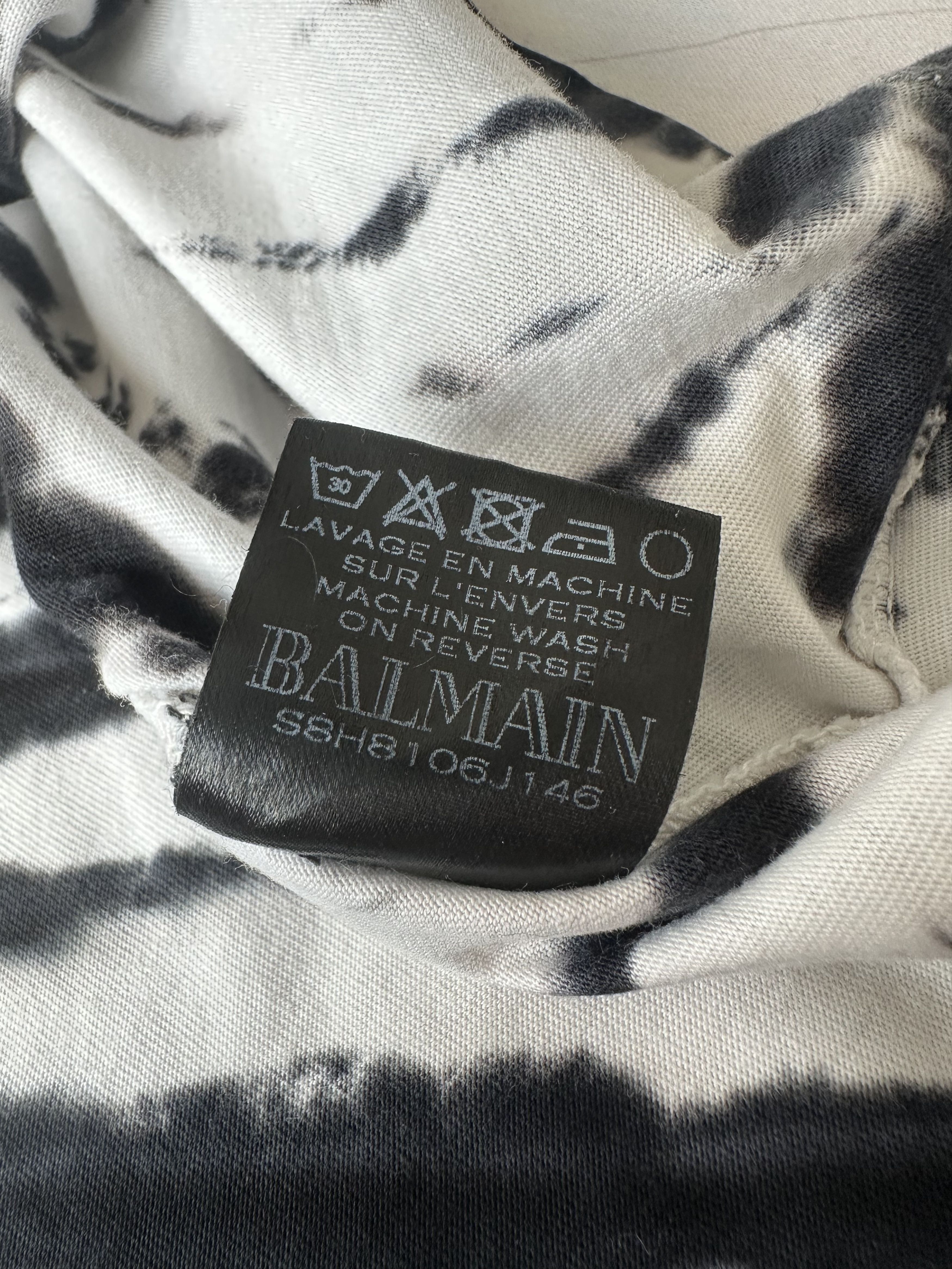 Balmain SS18 Balmain White Black Tie Dye Coin Logo T-shirt Size US M / EU 48-50 / 2 - 6 Thumbnail