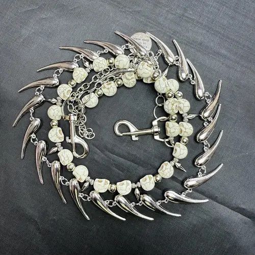 Jewelry Punk Spiked Double-Layer Chain – Gothic Skull Buck Tooth Size ONE SIZE - 8 Thumbnail