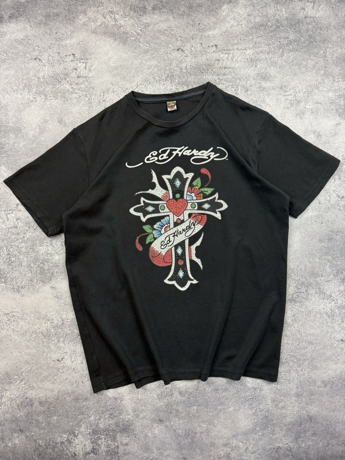 Ed Hardy Vintage Y2K Ed Hardy By Christian Audigier T-Shirt Cross Tee Size US XL / EU 56 / 4 - 4 Thumbnail