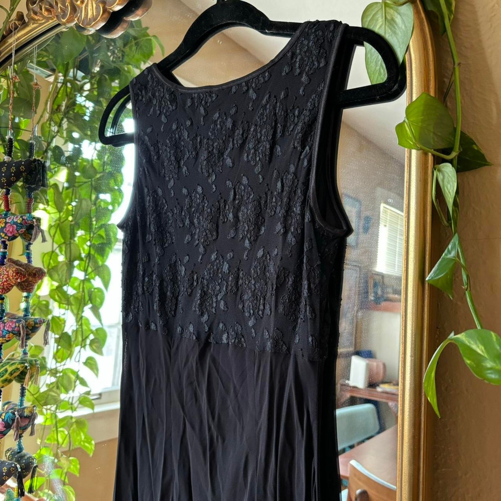 Other Vintage Simple Black Floor Length Maxi Dress 10 Y2K 90s Prom Size L / US 10 / IT 46 - 8 Thumbnail