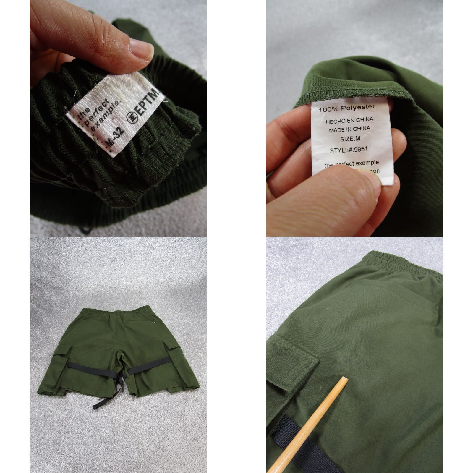 Vintage EPTM Shorts Mens 32 Green Polyester Cargo Leg Belt Read Size US 32 / EU 48 - 8 Thumbnail