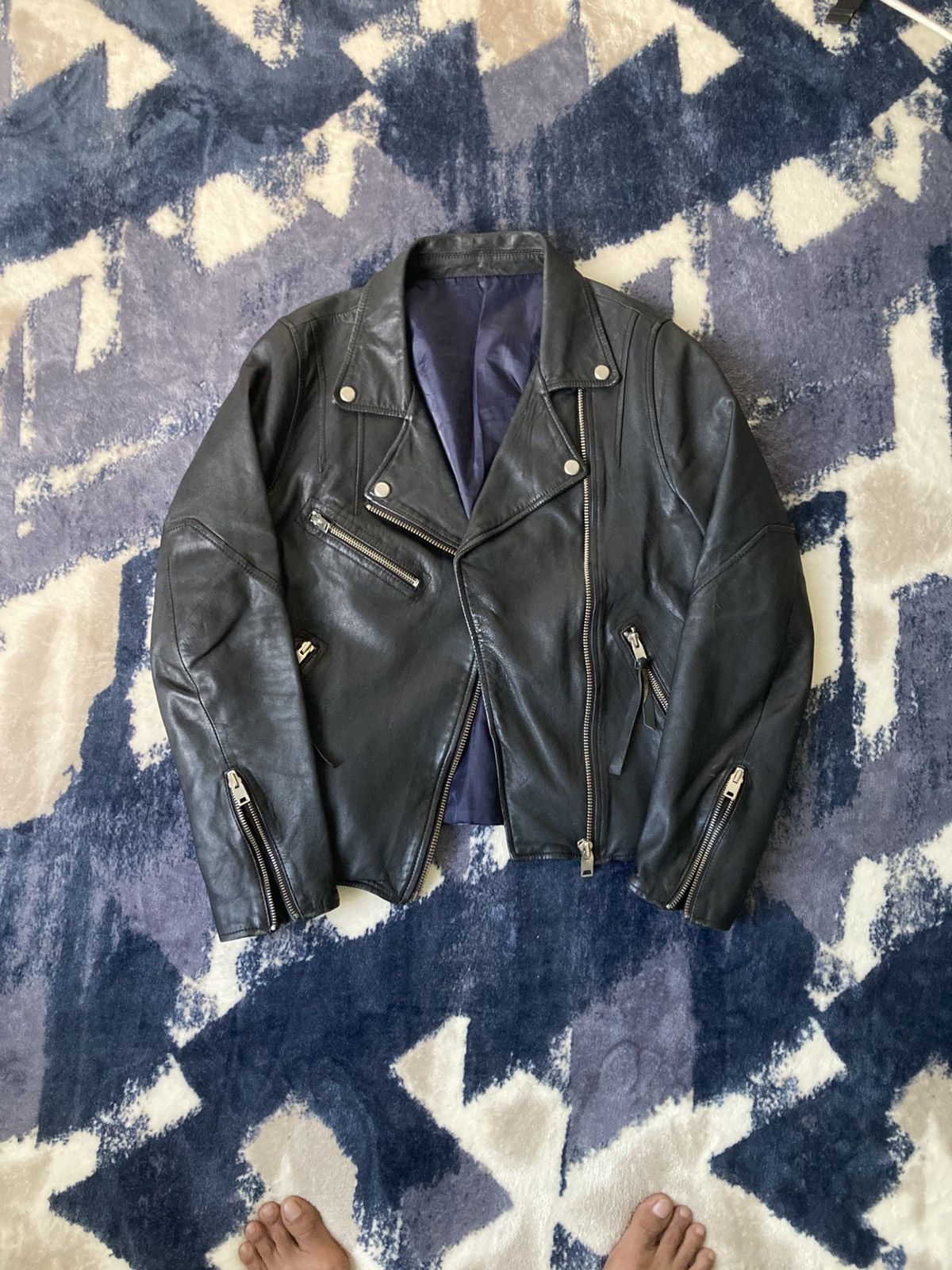 Vintage 80s Ramones Real Leather Natural Washed Biker Jacket Size US XS / EU 42 / 0 - 1 Thumbnail