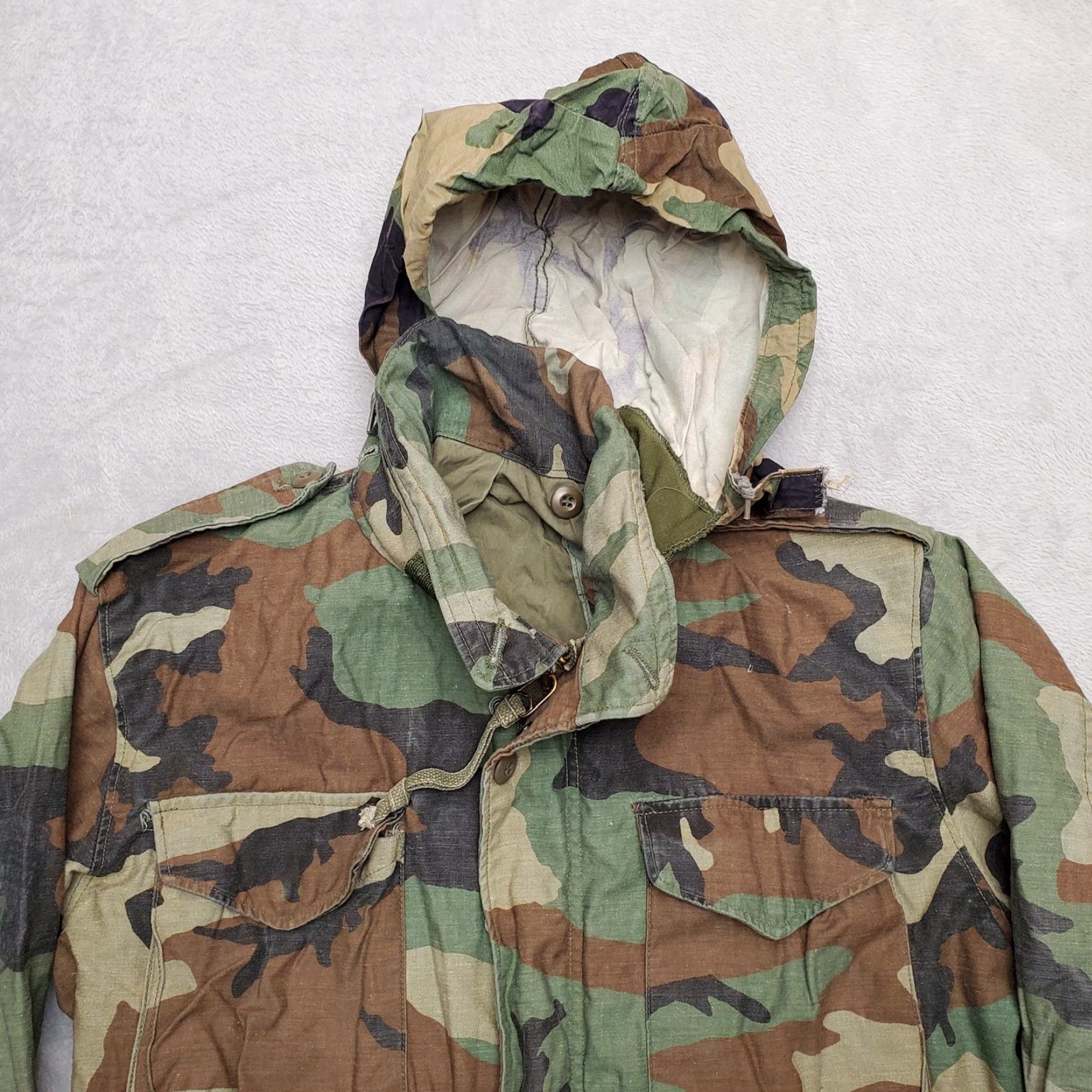 Agolde VTG Cold Weather Field Jacket Mens Small Long Green Woodland Camoflage Coat Size US S / EU 44-46 / 1 - 3 Thumbnail