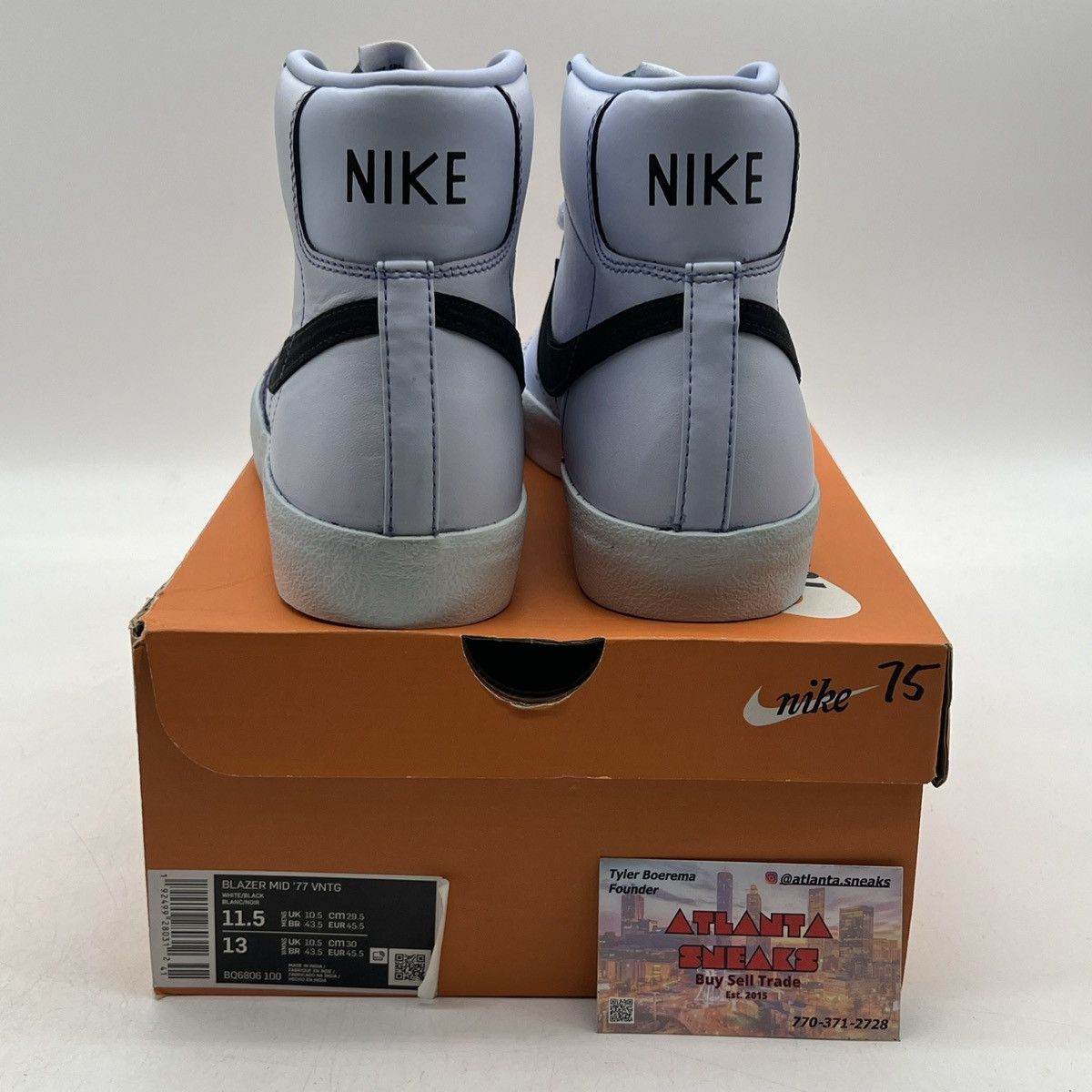 Nike Blazer mid 77 vintage white black Size US 11.5 / EU 44-45 - 3 Thumbnail