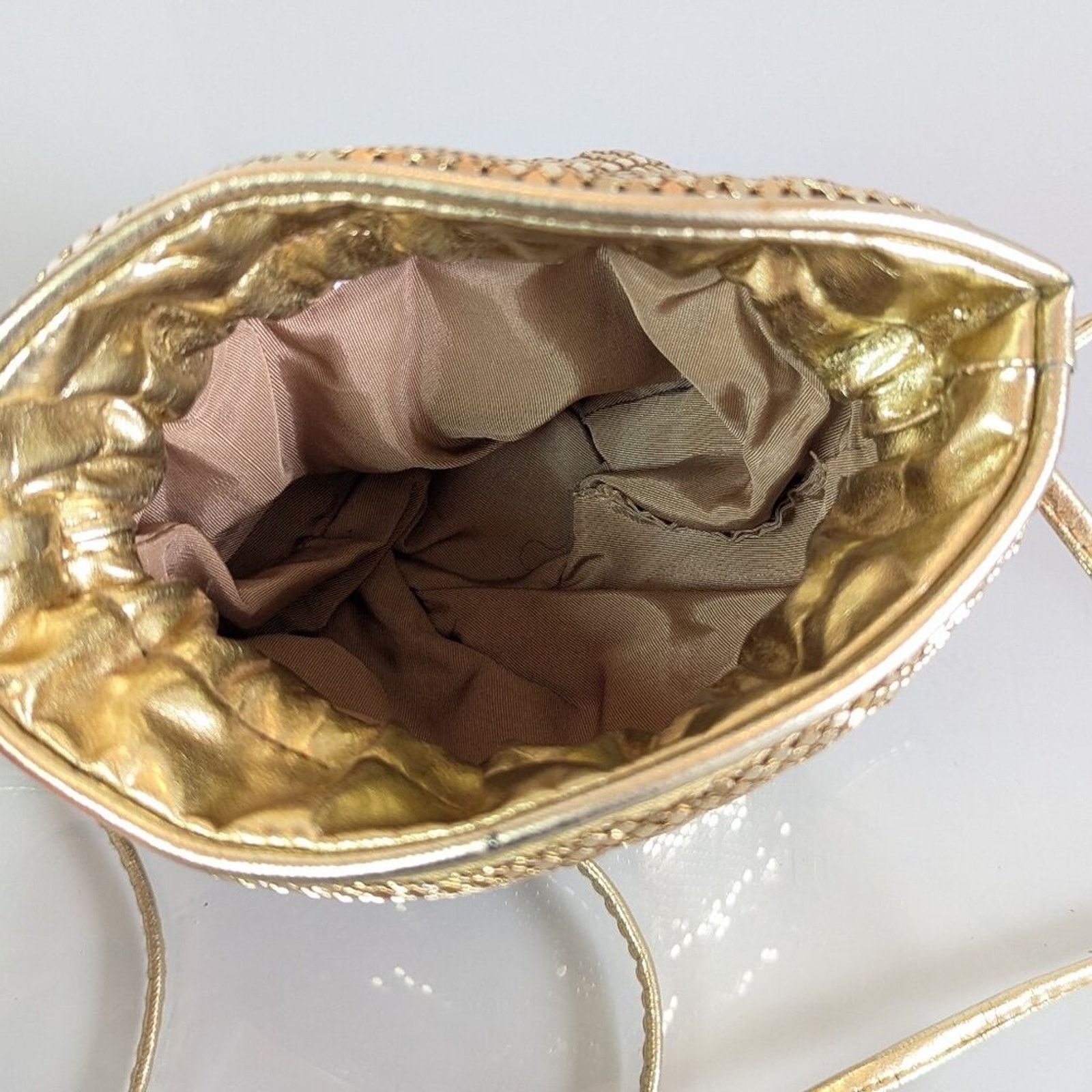 Vintage Whiting And Davis Vintage Gold Mini Drawstring Bucket Bag Size ONE SIZE - 7 Thumbnail