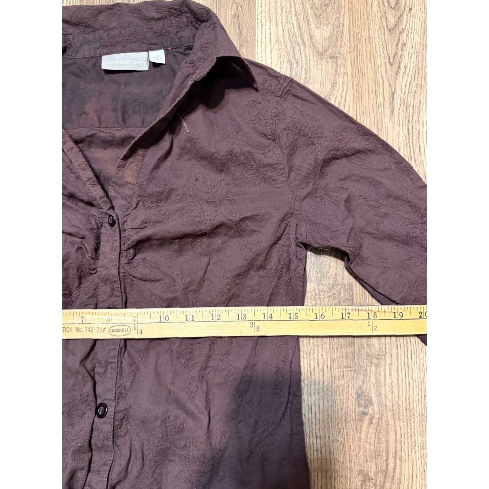 Croft & Barrow Croft & Barrow Shirt Women’s Size Small Brown 3/4 Sleeve Button Up Shirt, Solid, Casual, Pockets, Regular Fit, Button Size S / US 4 / IT 40 - 6 Thumbnail