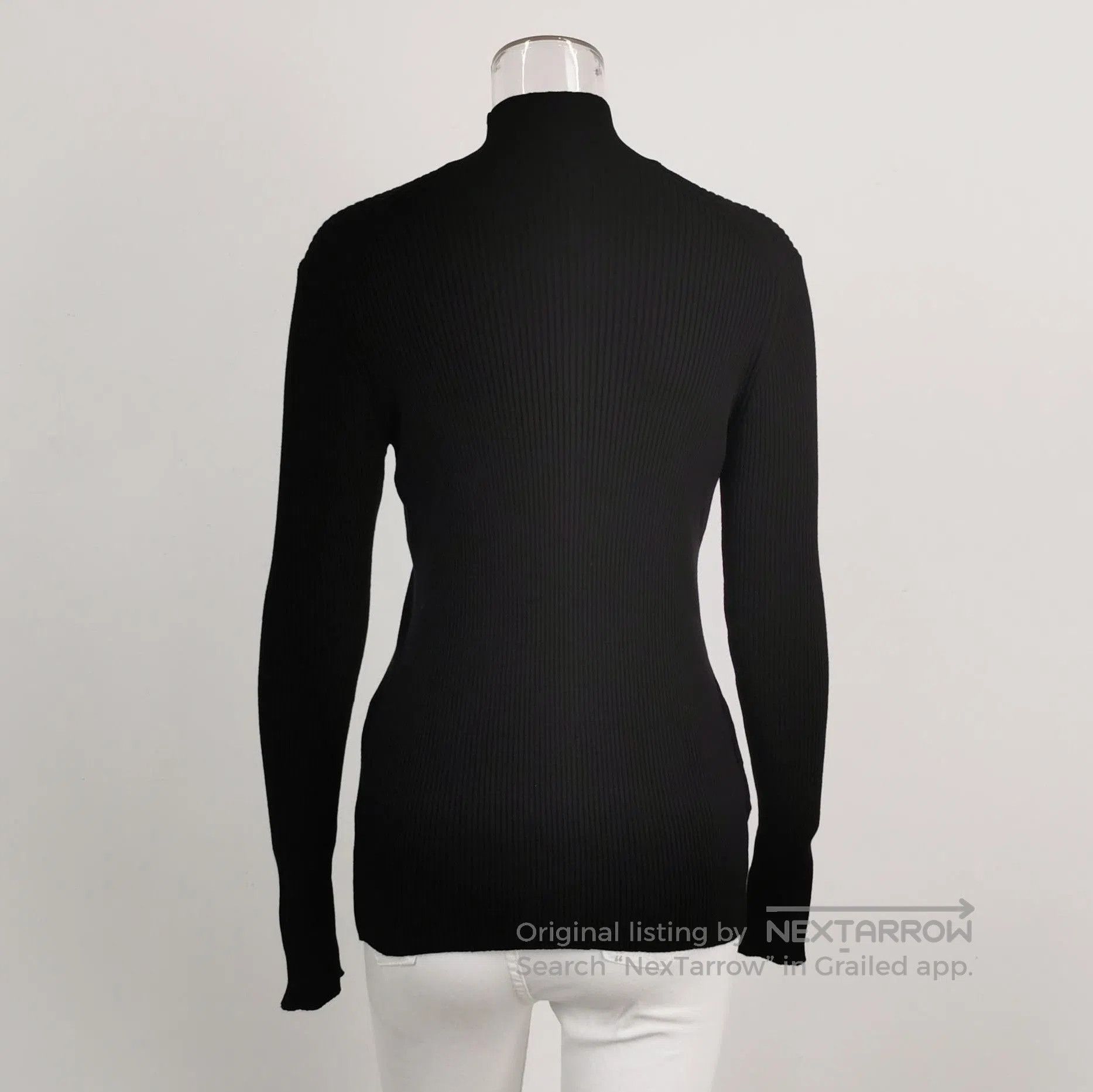 Prada Ribbed Black Knit Sweater with Logo .