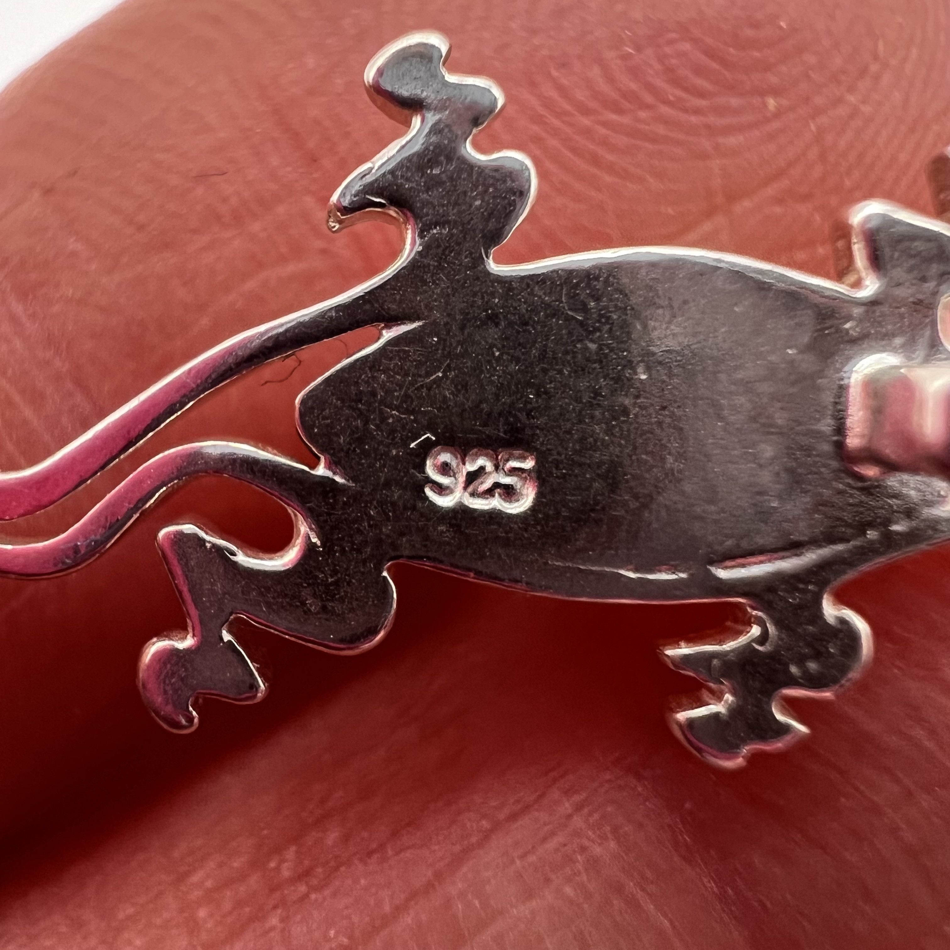 Sterling Silver Vintage Pendant lizard Sterling Silver 925 Stone Amber 1.1gr Size ONE SIZE - 5 Thumbnail