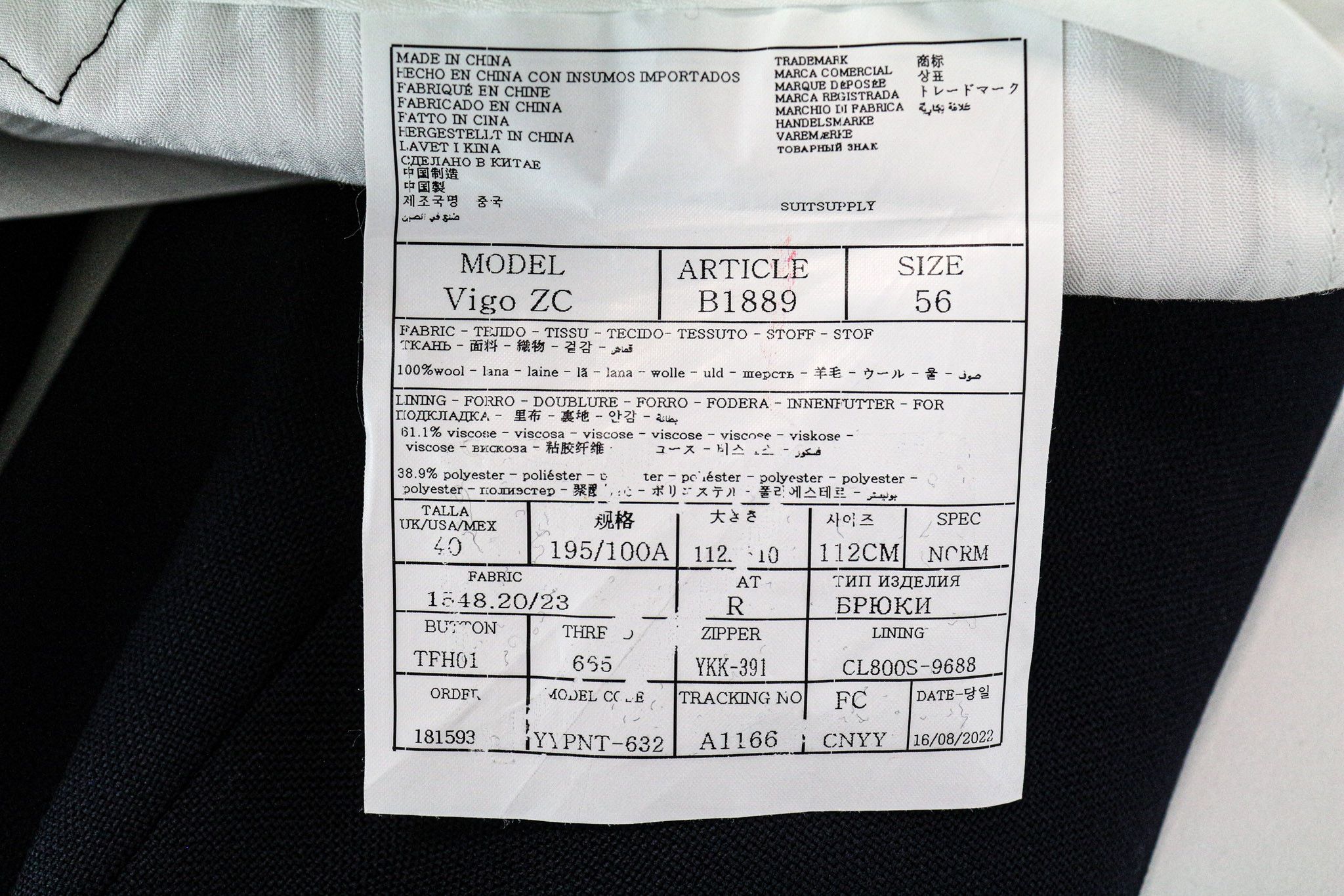 Suitsupply VIGO UK40R Navy Wool Pleated Trousers 75121 Size 40R - 5 Thumbnail