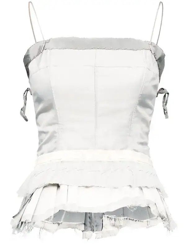 Maison Margiela o1mle0426 Decortique Satin Top in Pearl Grey Size M / US 6-8 / IT 42-44 - 1 Thumbnail