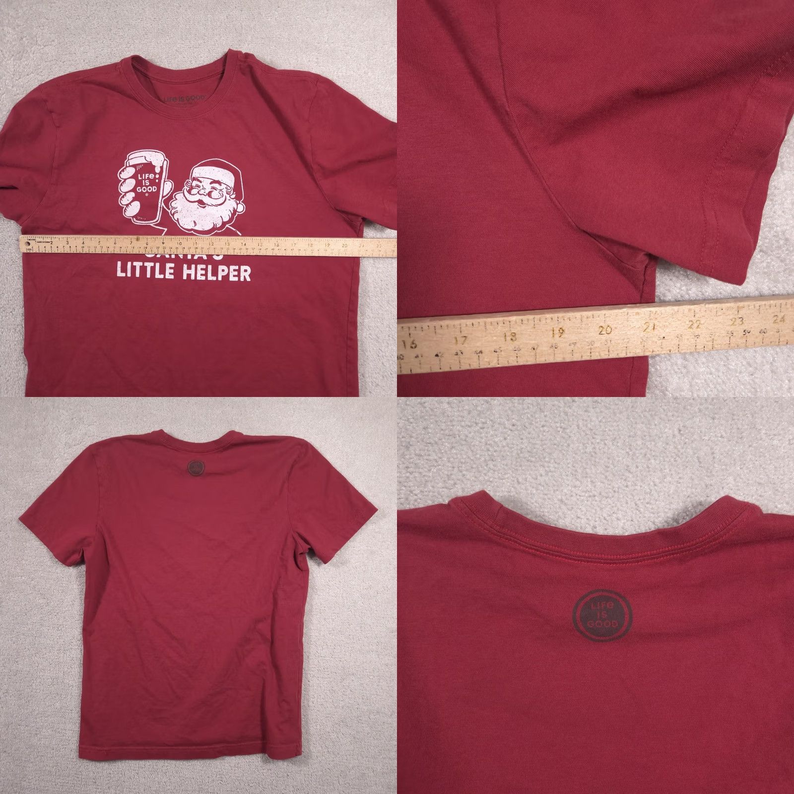 Life is Good Life is Good Shirt Mens Medium Red Santas Little Helper Beer Christmas Tee Shirt Size US M / EU 48-50 / 2 - 8 Thumbnail