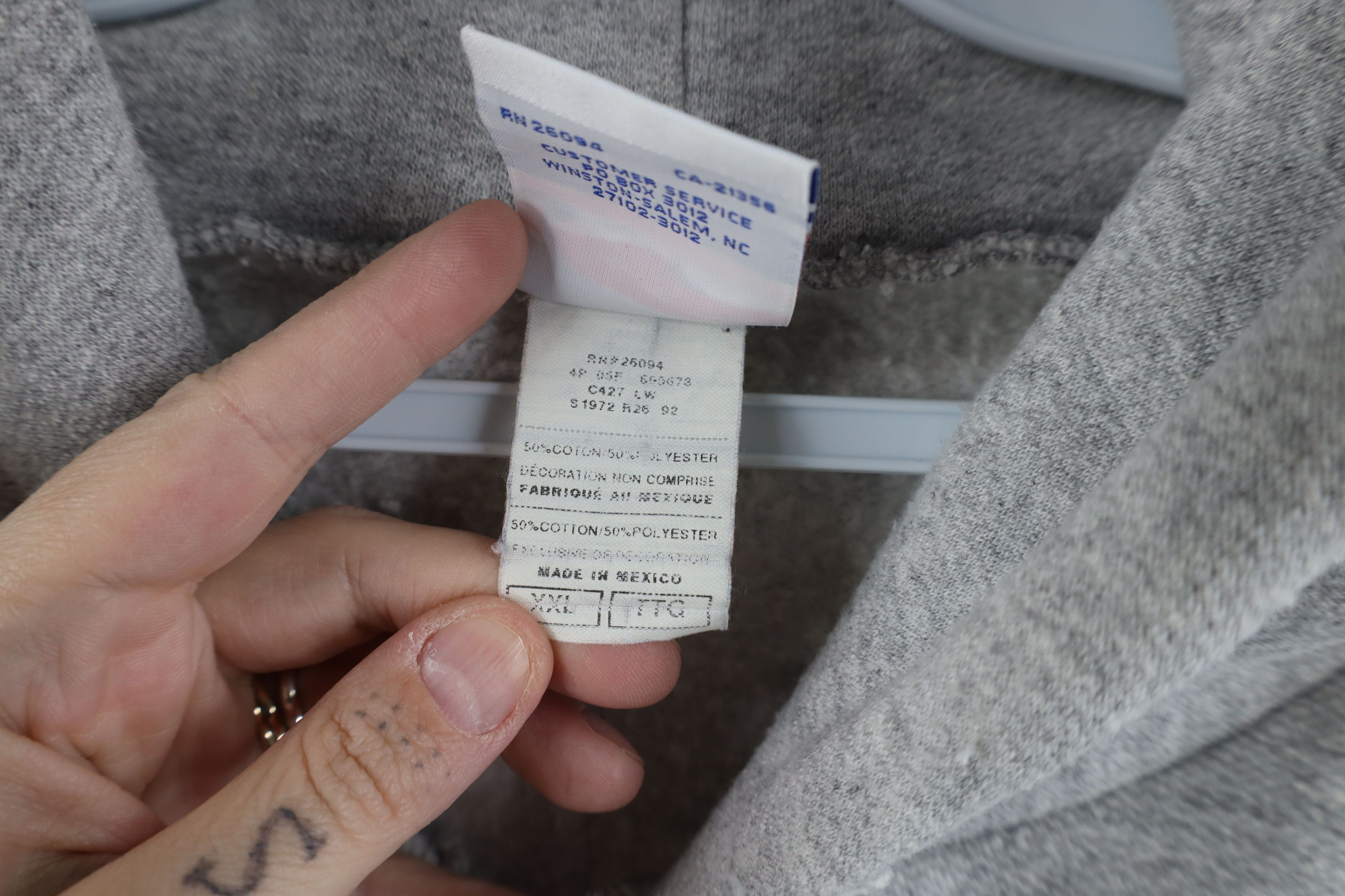 Champion × Vintage Vintage 90s Champion Full Zip Hoodie Sweatshirt Heather Gray Size US XXL / EU 58 / 5 - 11 Thumbnail