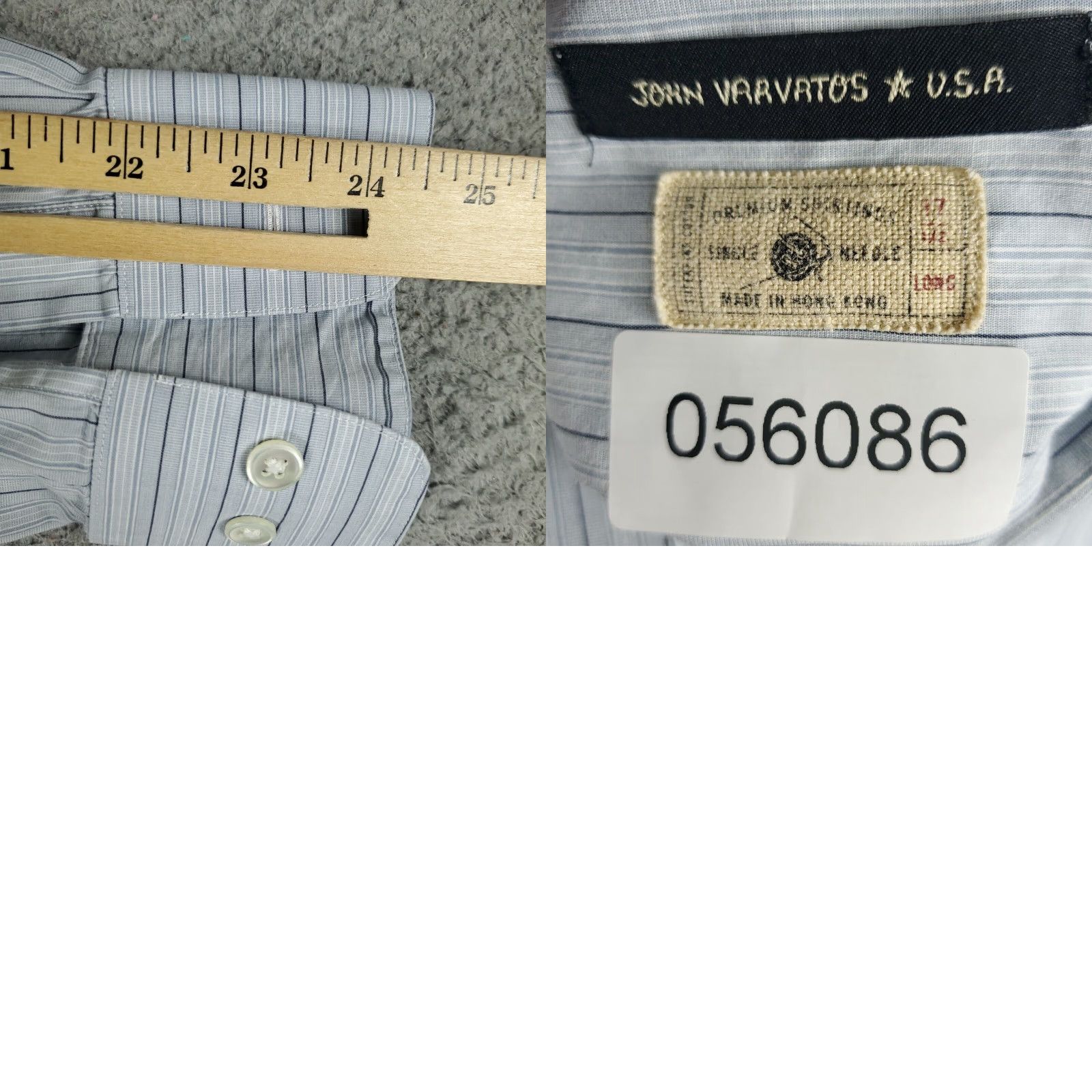 John Varvatos John Varvatos Blue Striped Dress Shirt Mens Size 17 Long Sleeve Button-Up Size 46R - 8 Thumbnail