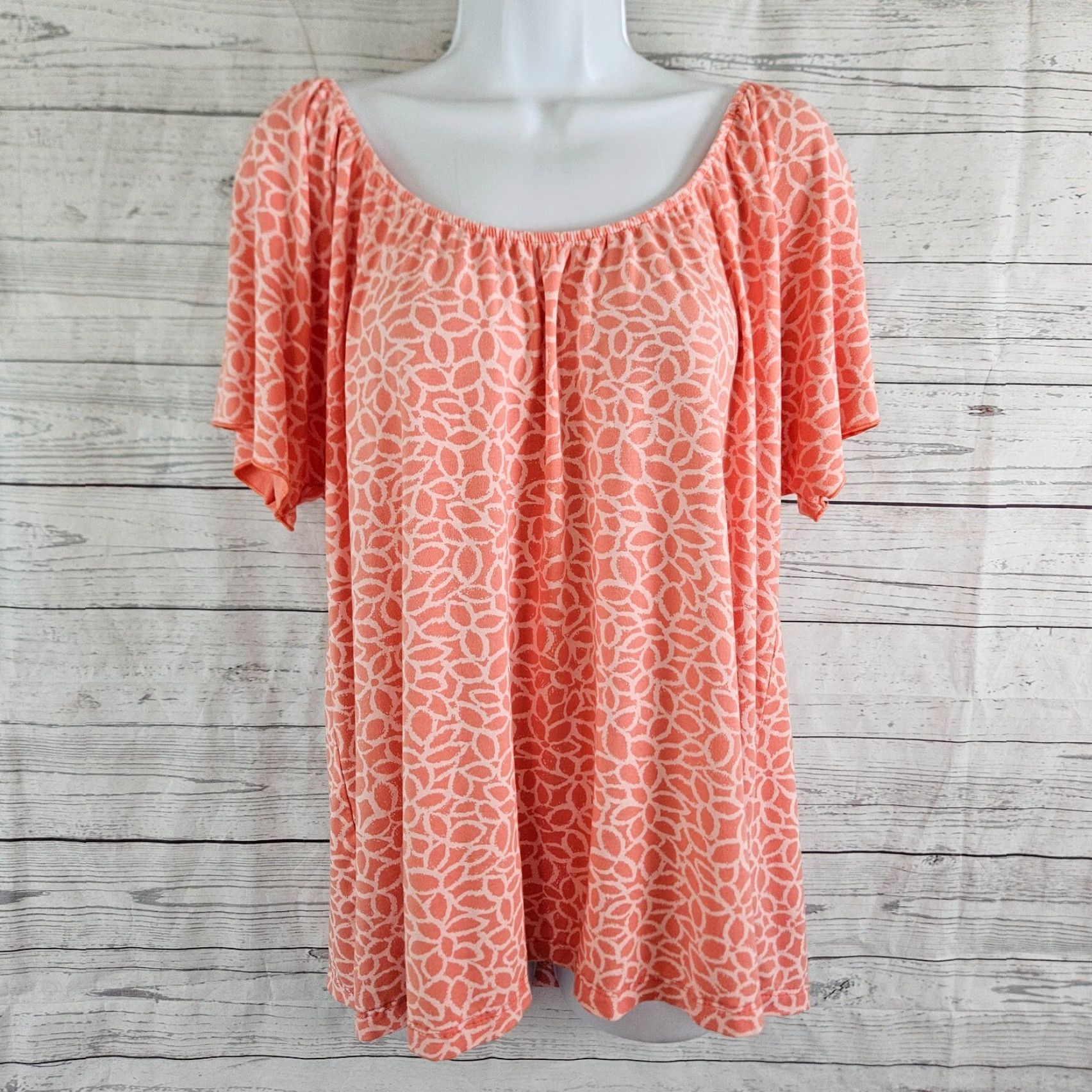 Vintage Fresh Produce Womens Top T-Shirt Pink Short Sleeve Rayon Blend 1X Adult Womens Size XL / US 12-14 / IT 48-50 - 2 Thumbnail