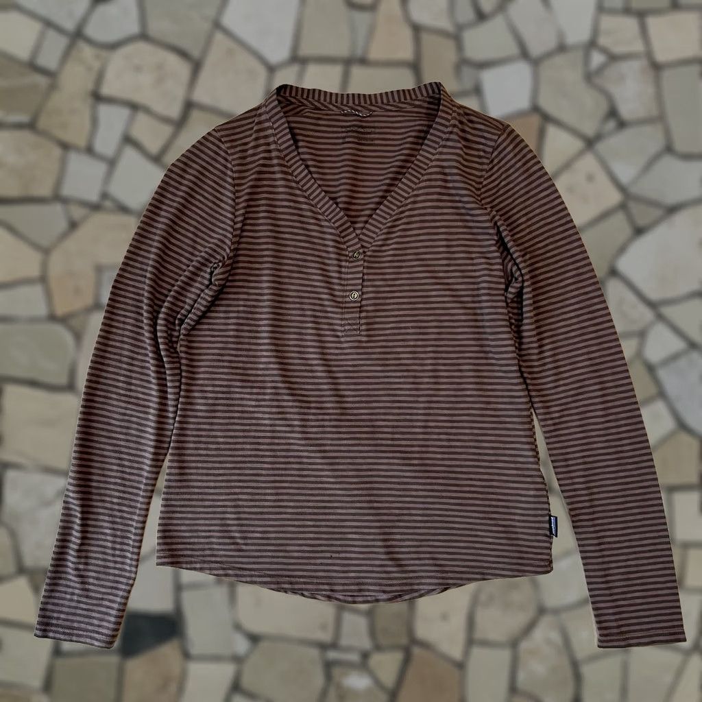Patagonia Patagonia Mainstay Henley Striped Shirt Long Sleeve Women M Brown Size M / US 6-8 / IT 42-44 - 1 Thumbnail