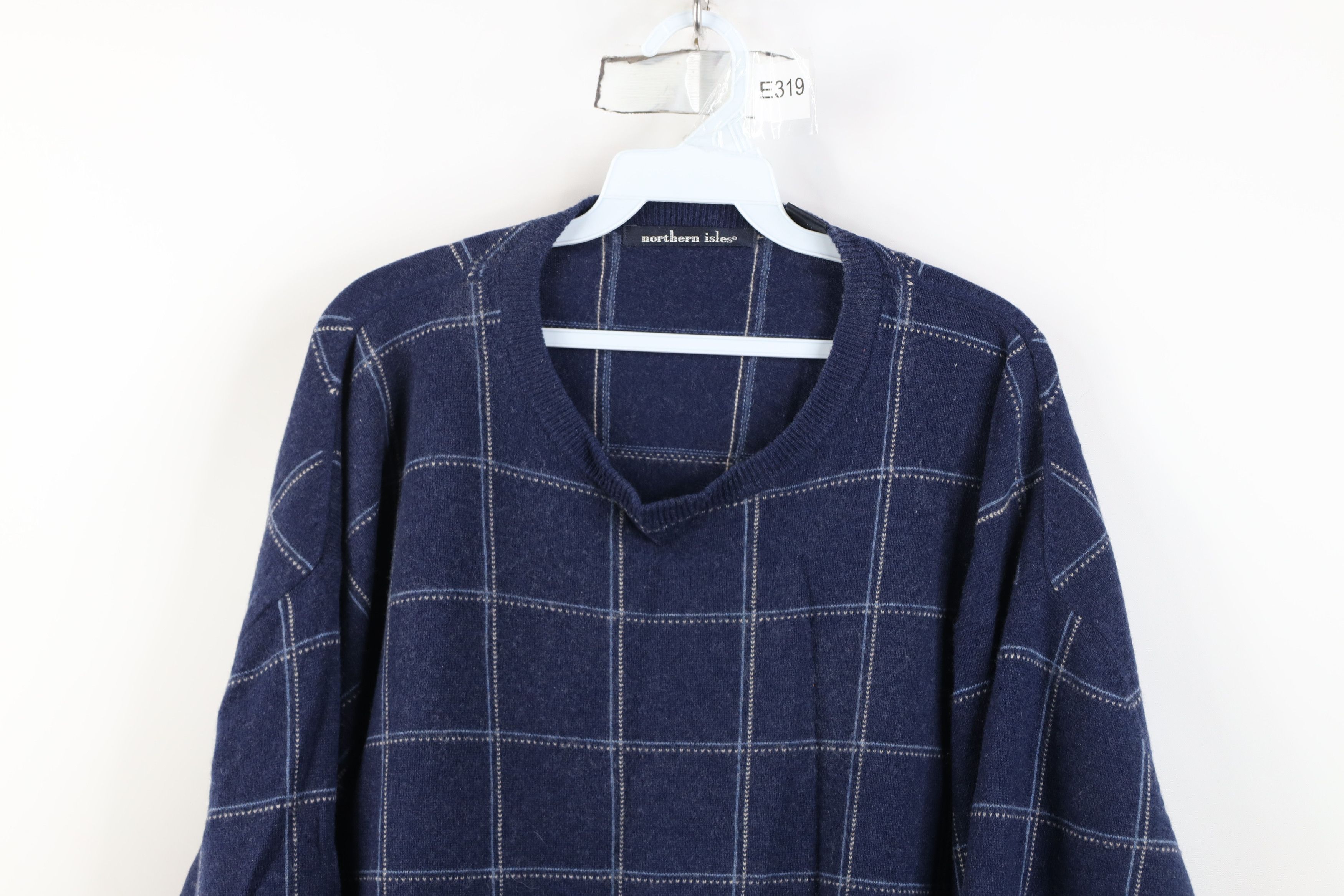 Vintage Vintage 90s Streetwear Knit Crewneck Sweater Blue Plaid Size US XXL / EU 58 / 5 - 2 Thumbnail