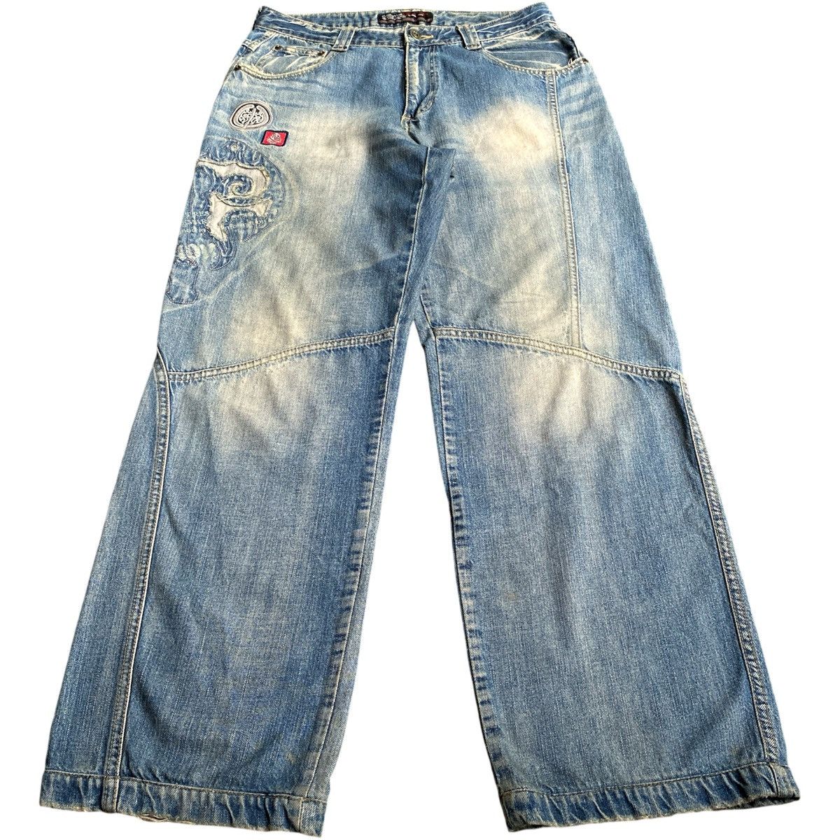 Fubu × JNCO × Southpole 2000s Rare Fubu Wide Leg Distressed Wash Baggy Jeans Y2K Size US 32 / EU 48 - 1 Thumbnail