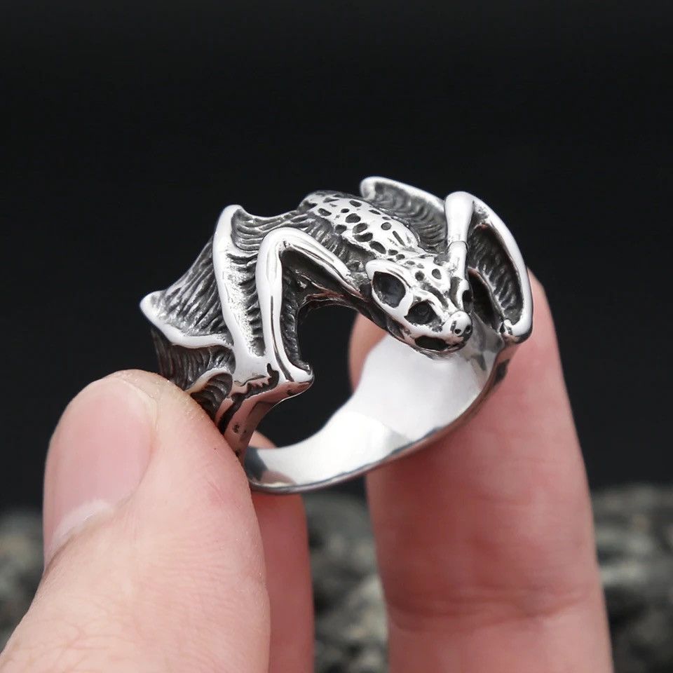 Jewelry × Vintage Gothic Vintage Stainless Steel Bat Ring Size ONE SIZE - 6 Thumbnail