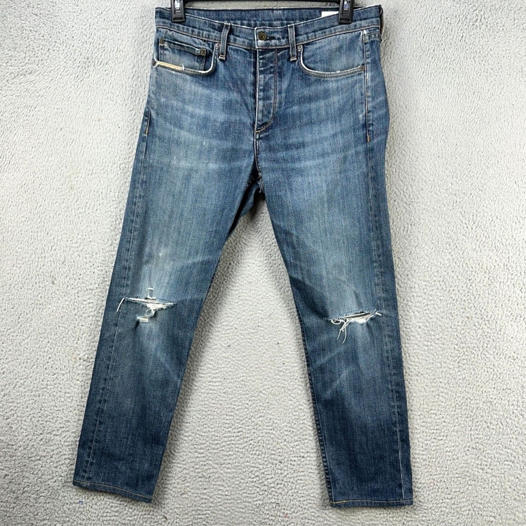 Rag & Bone rag & bone Jeans Slim Fit Mens 33 Blue Distressed 5 Pockets Denim Casual Size US 33 - 2 Thumbnail