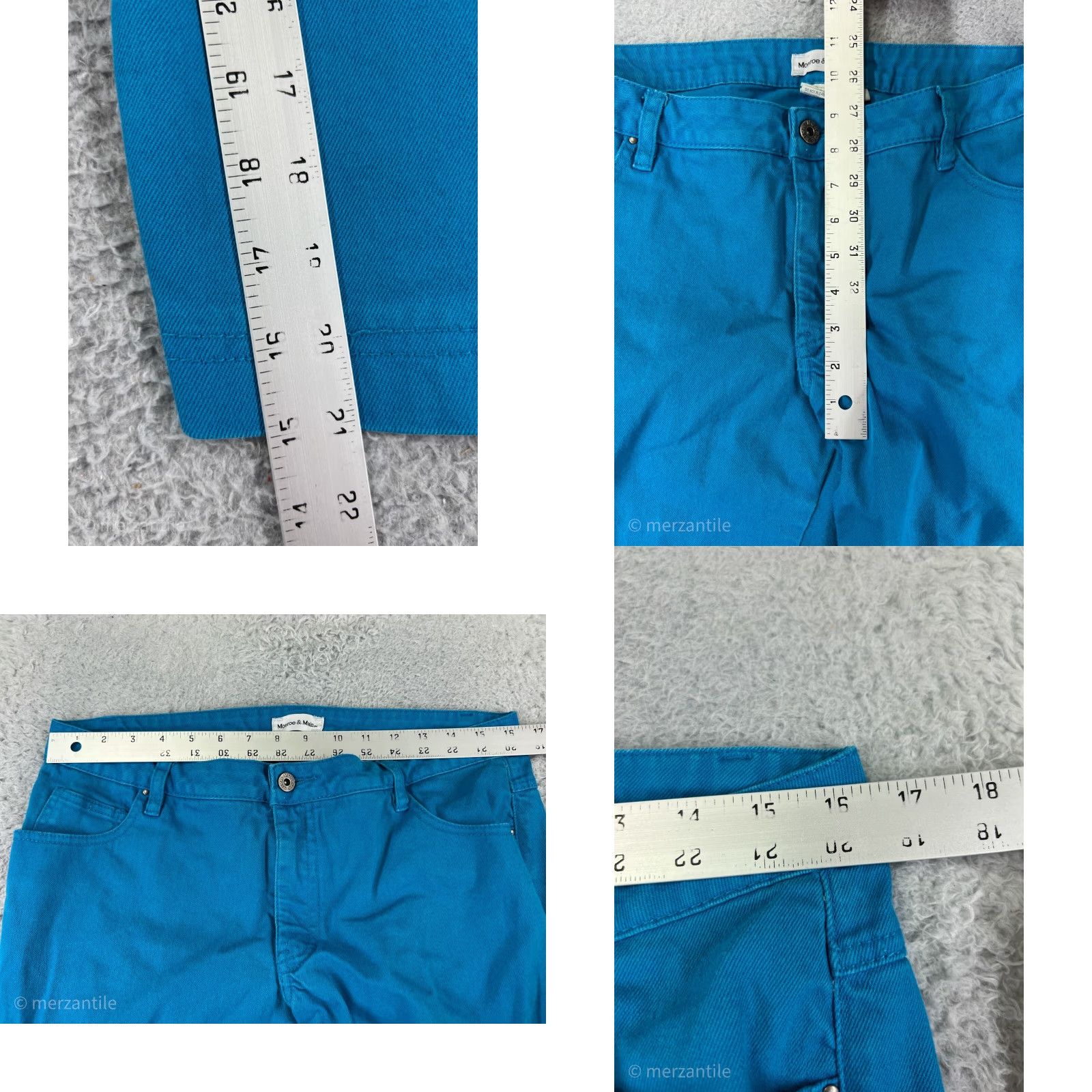 Vintage Monroe and Main Pants 12 Blue 100% Cotton Twill Capri Wide-Leg Relaxed Floral Crop Pockets Stretch American Designer Womens Size 34" / US 12 / IT 48 - 9 Thumbnail