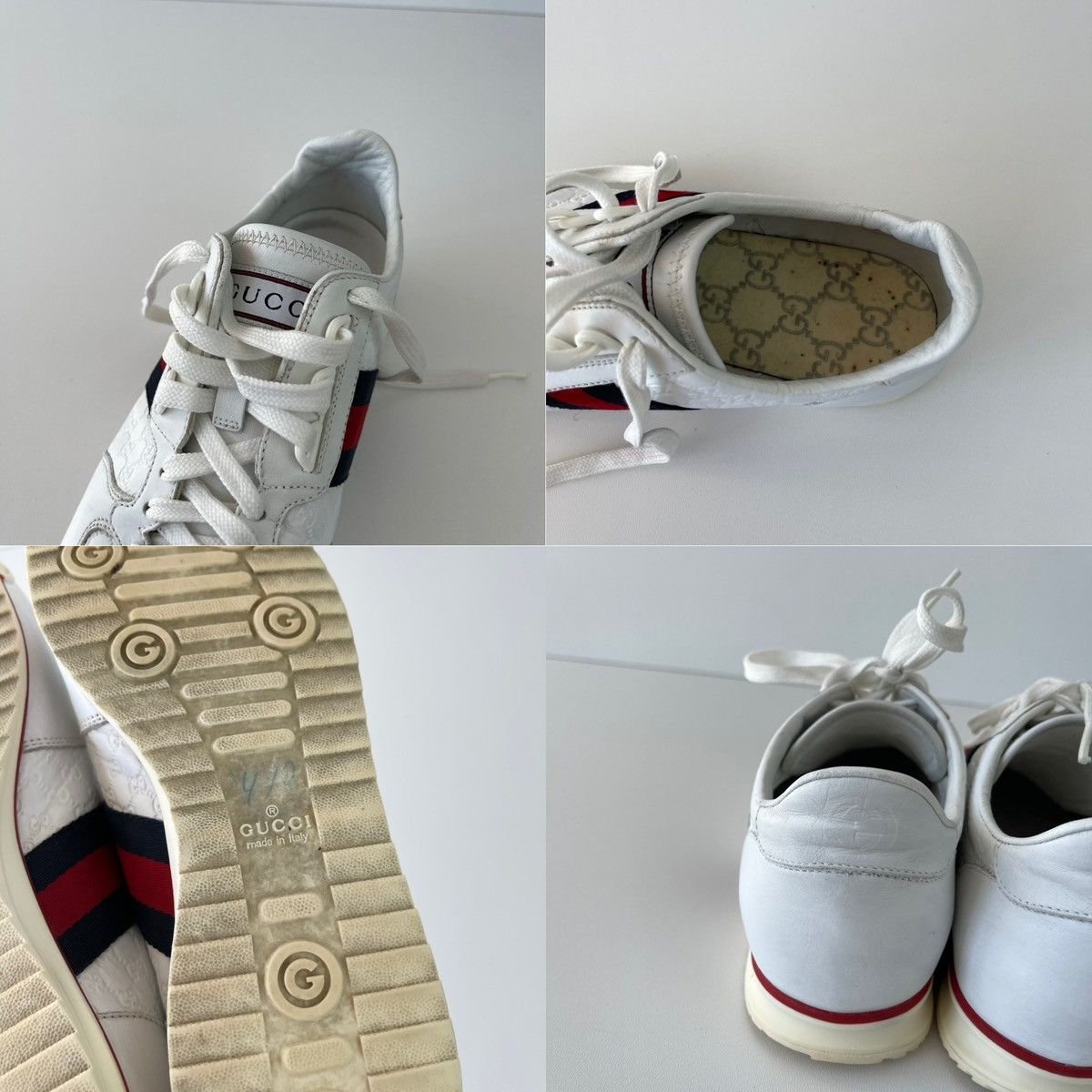 Gucci Gucci Web Leather Monogram Vintage Sneakers White 233334 Size US 7.5 / EU 40-41 - 7 Thumbnail