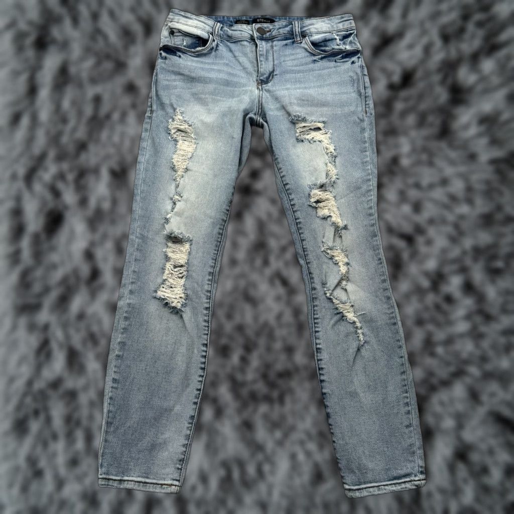 Vintage STS Blue Distressed Ankle Skinny Jean Womens Size 31 Mid Rise Light Wash Grunge Jeans Size 24" / US 00 / IT 34 - 1 Thumbnail