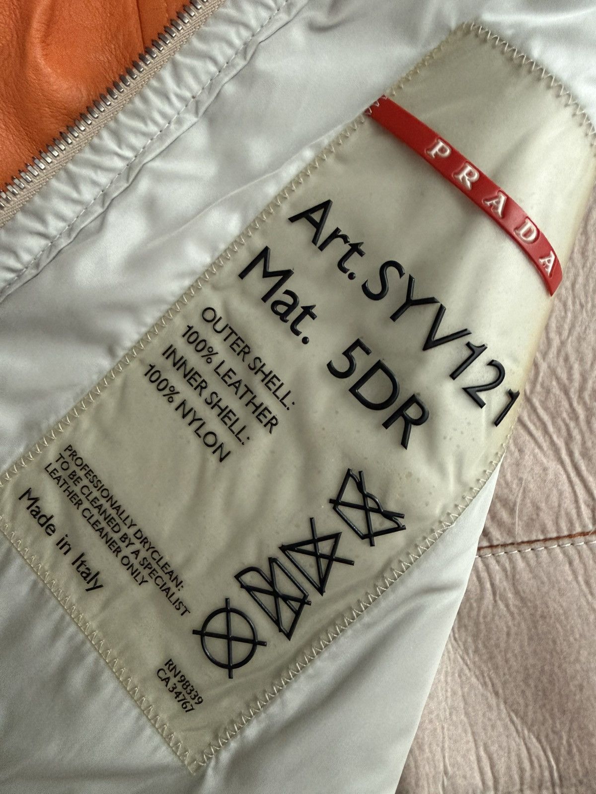 Prada Prada AW2000 Vintage Orange Y2k Biker Leather Jacket Size US M / EU 48-50 / 2 - 13 Thumbnail