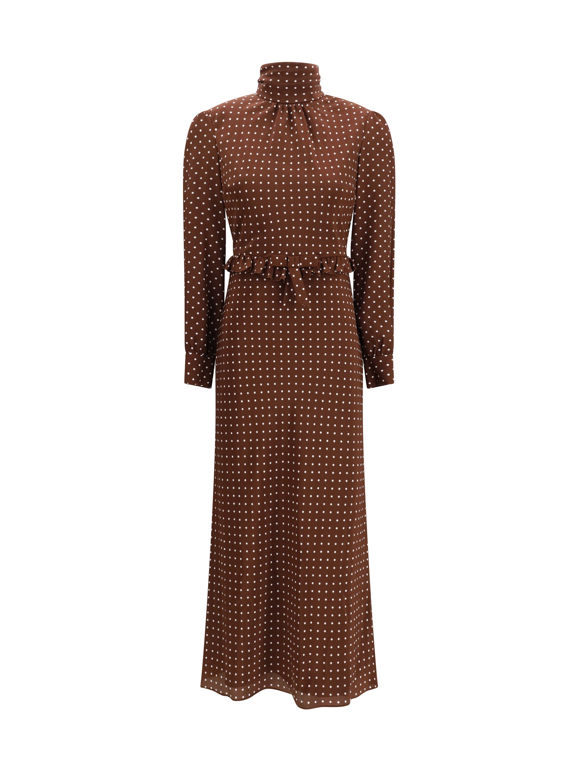 Alessandra Rich Polka Dot Silk Crêpe de Chine Midi Dress with bow Size M / US 6-8 / IT 42-44 - 1 Thumbnail
