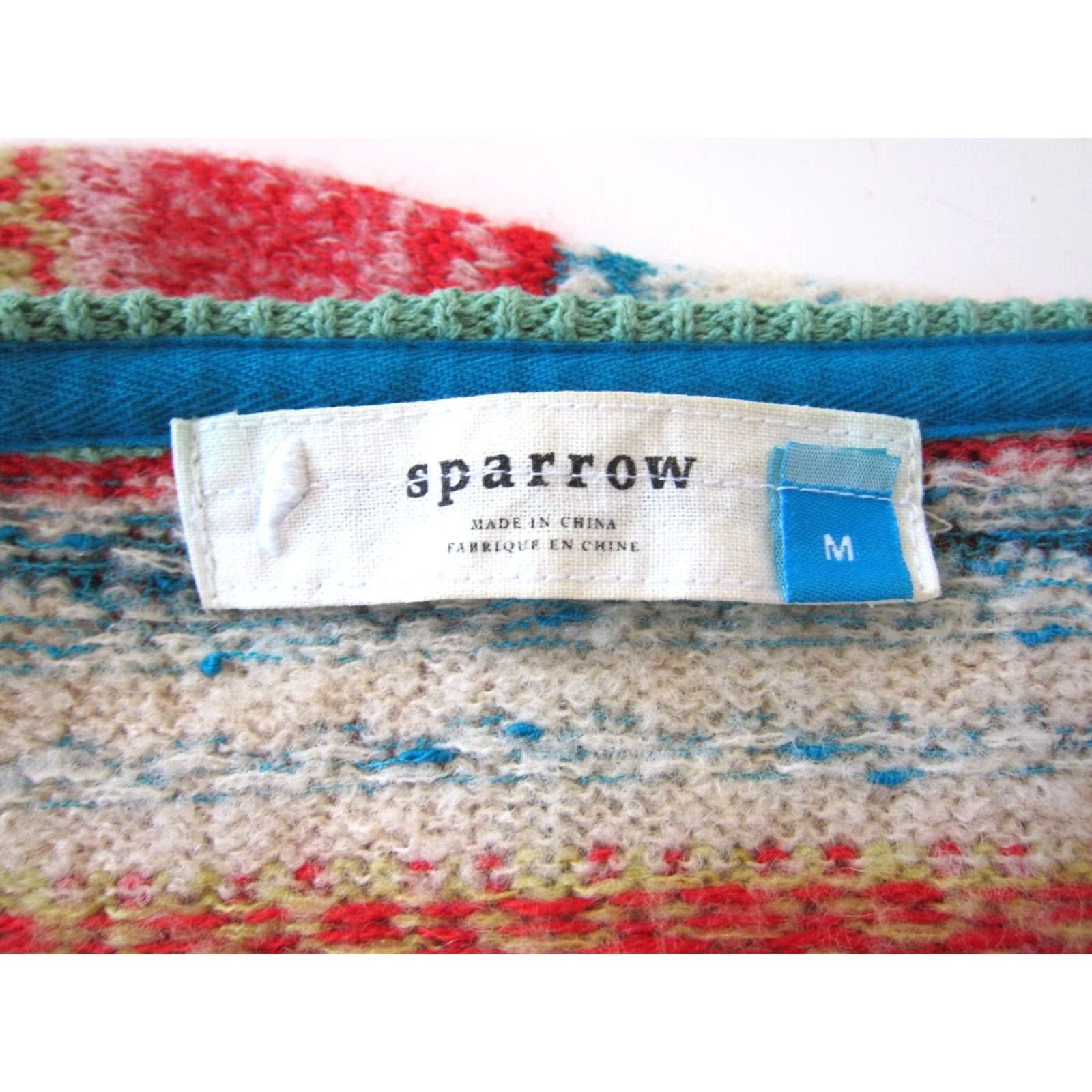 Arrow **Red Blue Green Stripe Wool Blend Cardigan Sweater Medium** User: **Red Blue Green Stripe Cardigan Sweater Medium** Wool Blend Size M / US 6-8 / IT 42-44 - 3 Thumbnail