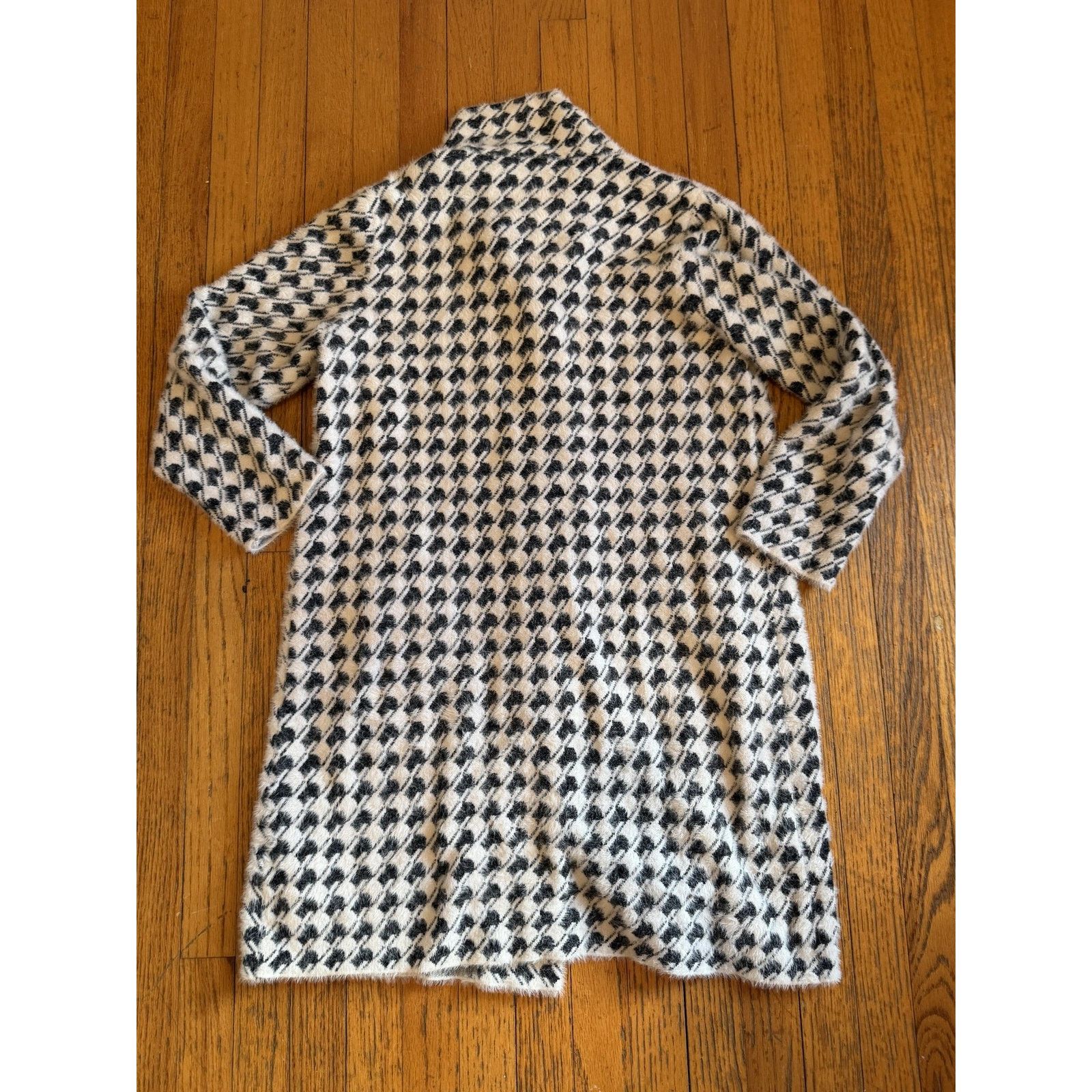 Other Cliche Coat Womens Large White Black Check Knit Button Front Size L / US 10 / IT 46 - 7 Thumbnail