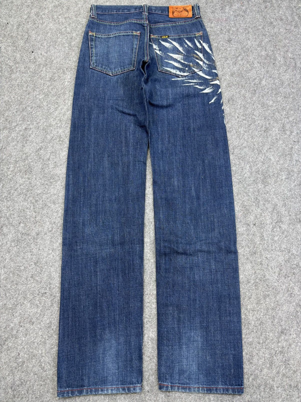 Japanese Brand 💥Artisanal💥Zen Clothing Flying Pheonix Mural Denim F706 Size US 27 - 20 Thumbnail