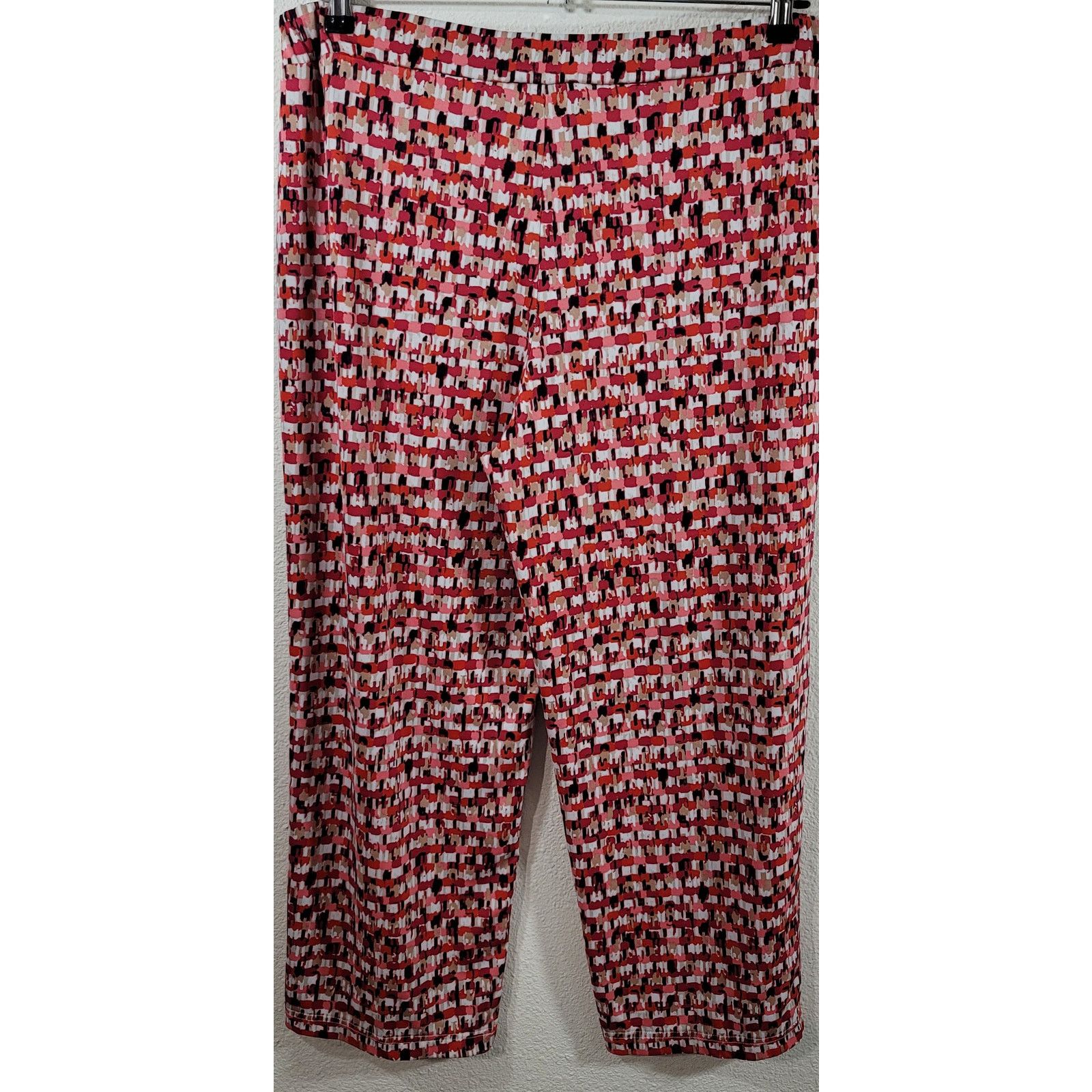 Other Notations Red Black Tan White Pull On Ankle Pants Large Size 36" / US 14 / IT 50 - 2 Thumbnail