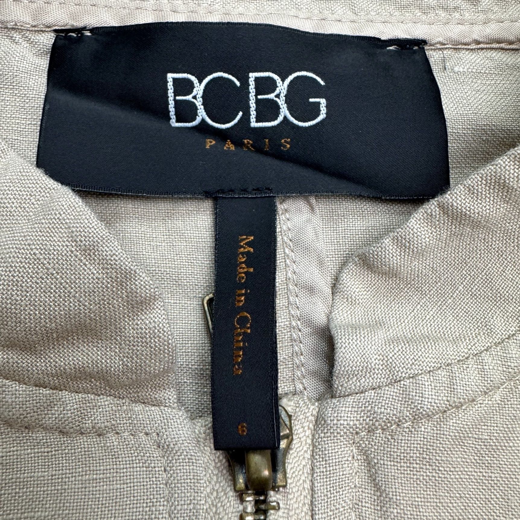 Vintage VINTAGEBGB Paris Utility Linen Blend Full Zip Jacket Women 6 Tan Pocket Casual Outdoor Size M / US 6-8 / IT 42-44 - 4 Thumbnail
